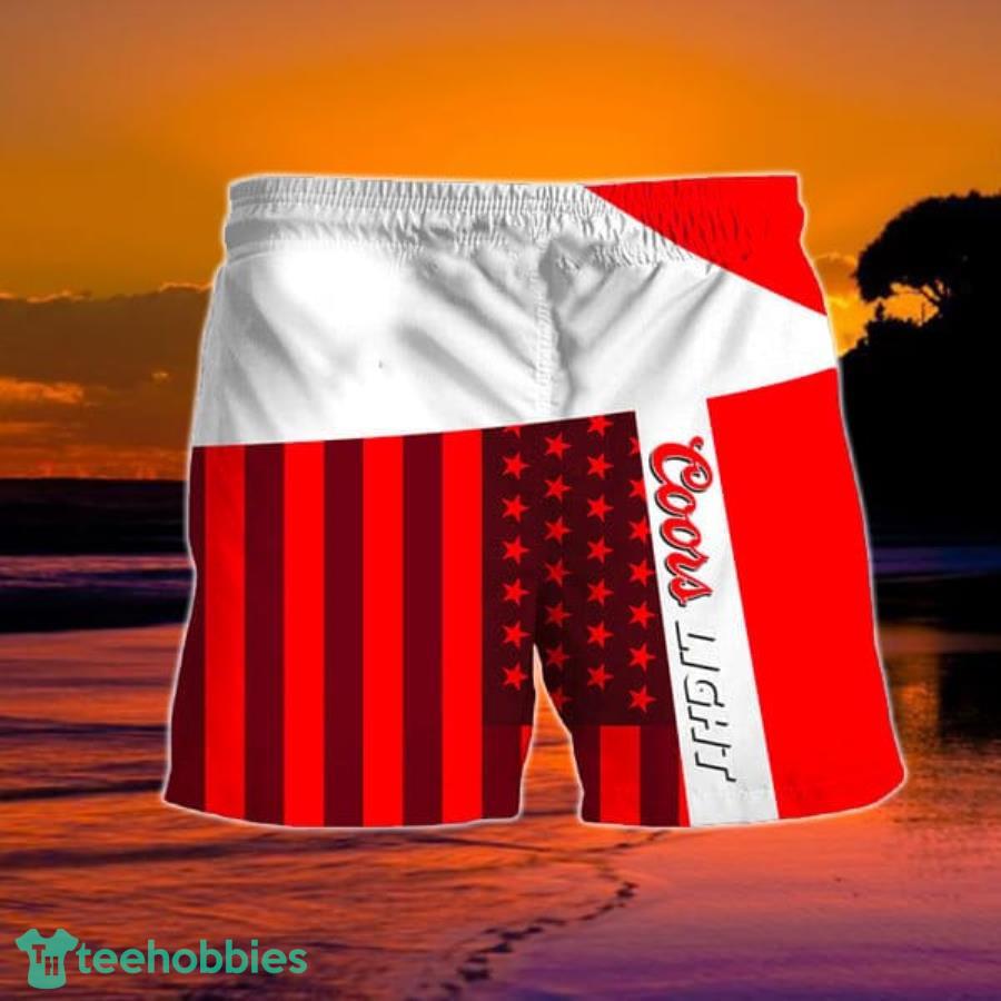 Summer American Flag Patch Coors Light Hawaiian Shorts Product Photo 1