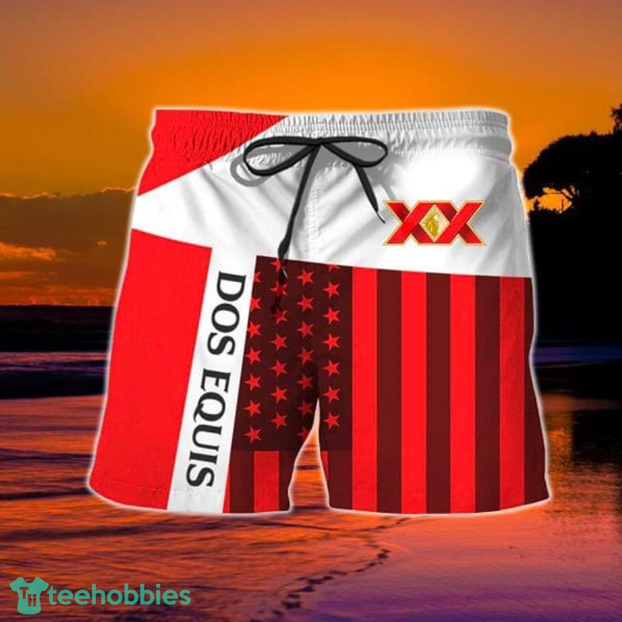 Summer American Flag Patch Dos Equis Hawaiian Shorts Product Photo 2