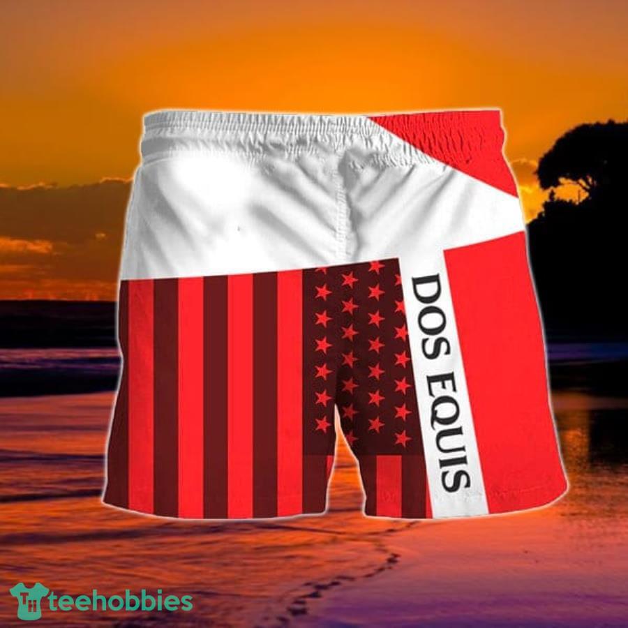 Summer American Flag Patch Dos Equis Hawaiian Shorts Product Photo 1