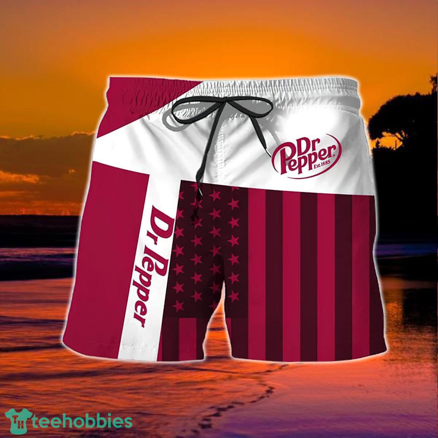 Summer American Flag Patch Dr Pepper Hawaiian Shorts Product Photo 1