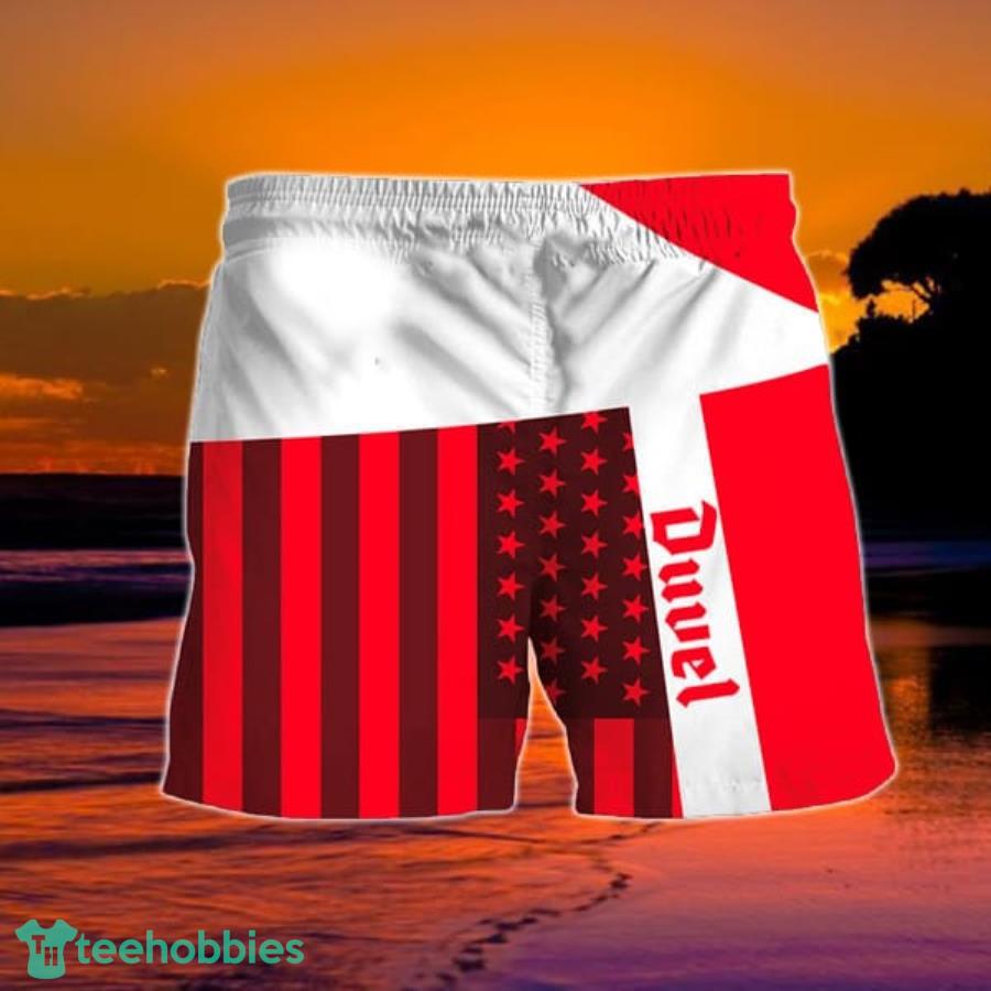 Summer American Flag Patch Duvel Beer Hawaiian Shorts Product Photo 2