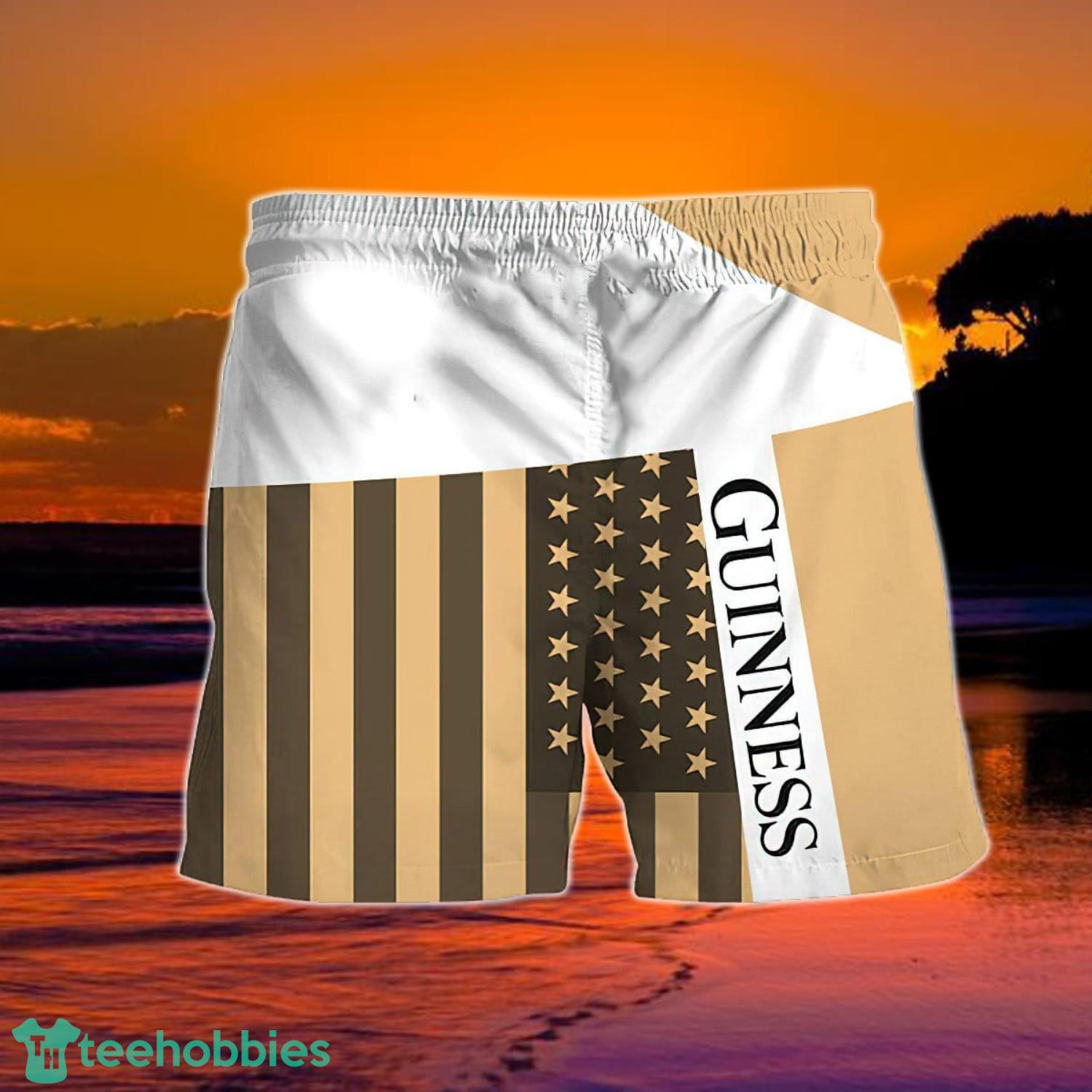 Summer American Flag Patch Guinness Beer Hawaiian Shorts Product Photo 1