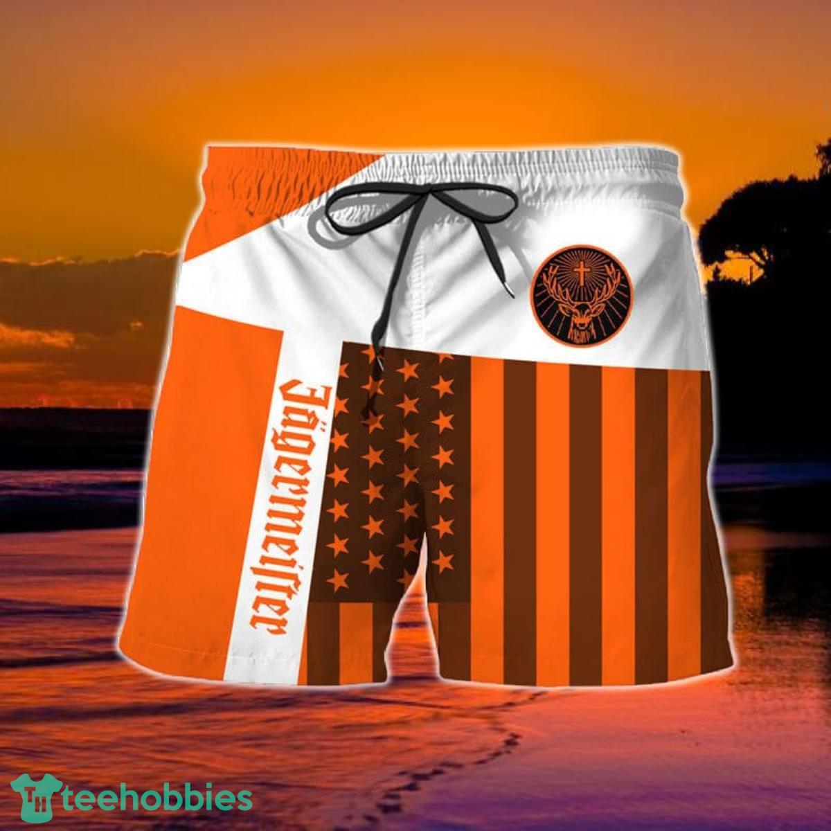 Summer American Flag Patch Jagermeister Hawaiian Shorts Product Photo 2