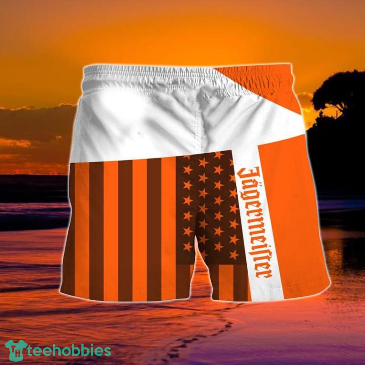 Summer American Flag Patch Jagermeister Hawaiian Shorts Product Photo 1