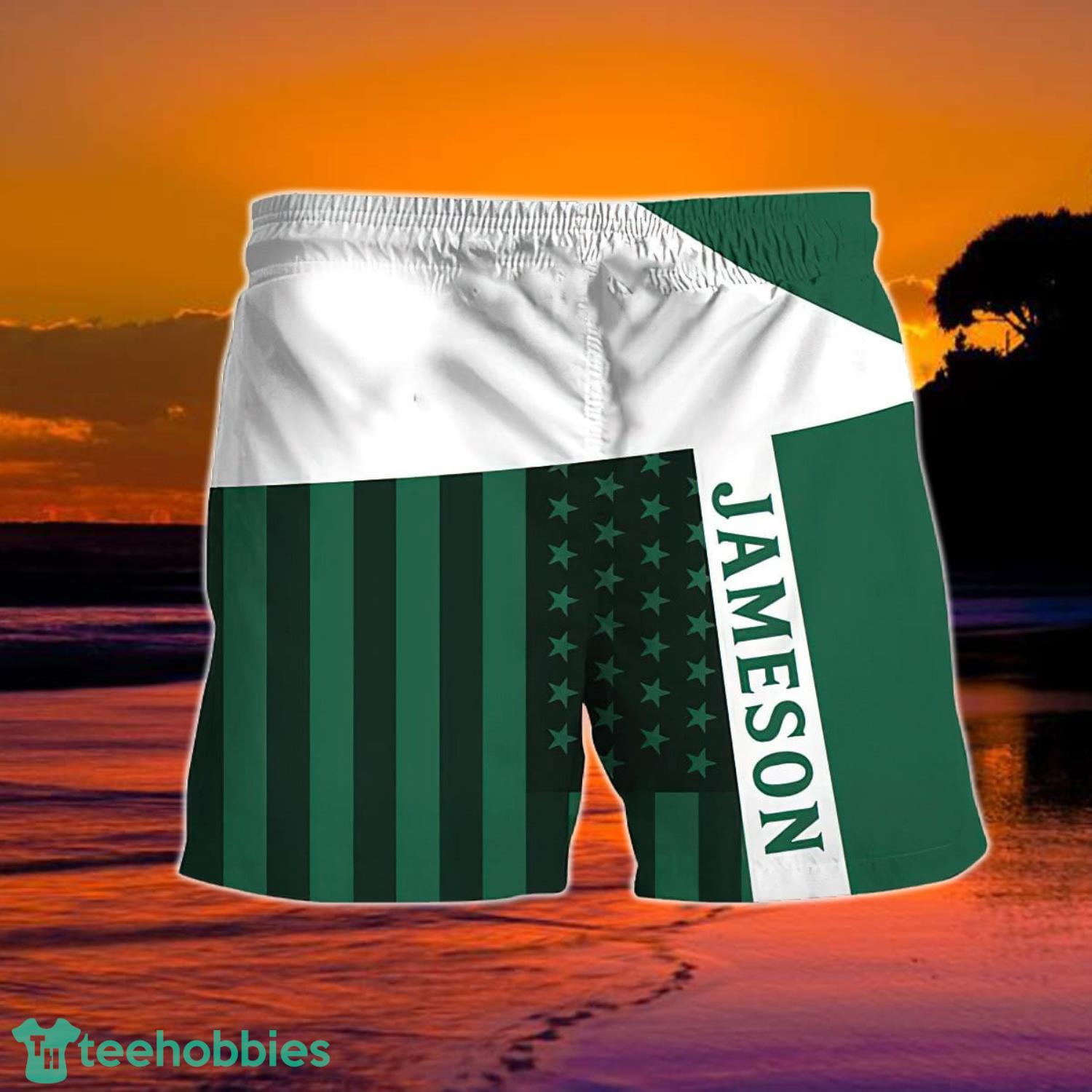 Summer American Flag Patch Jameson Whisky Hawaiian Shorts Product Photo 2