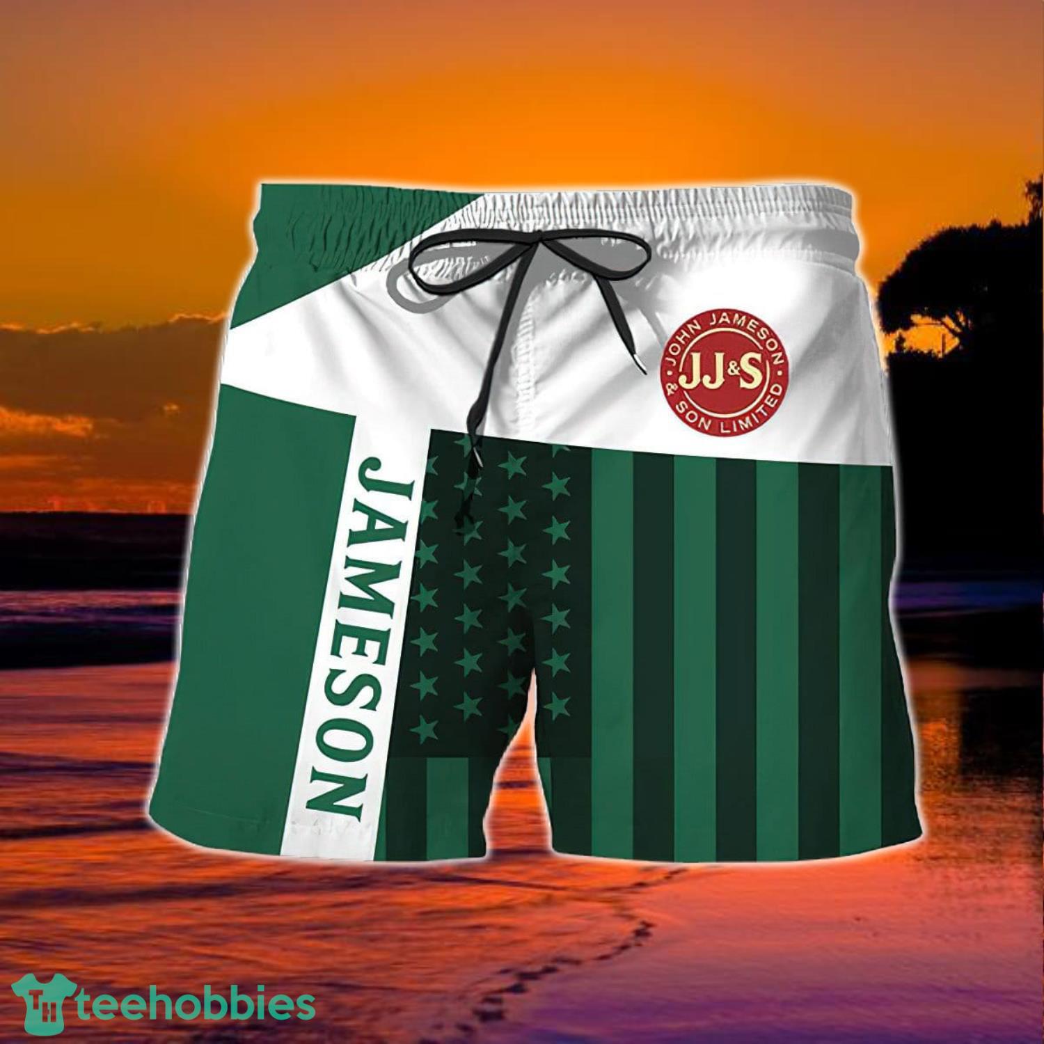 Summer American Flag Patch Jameson Whisky Hawaiian Shorts Product Photo 1