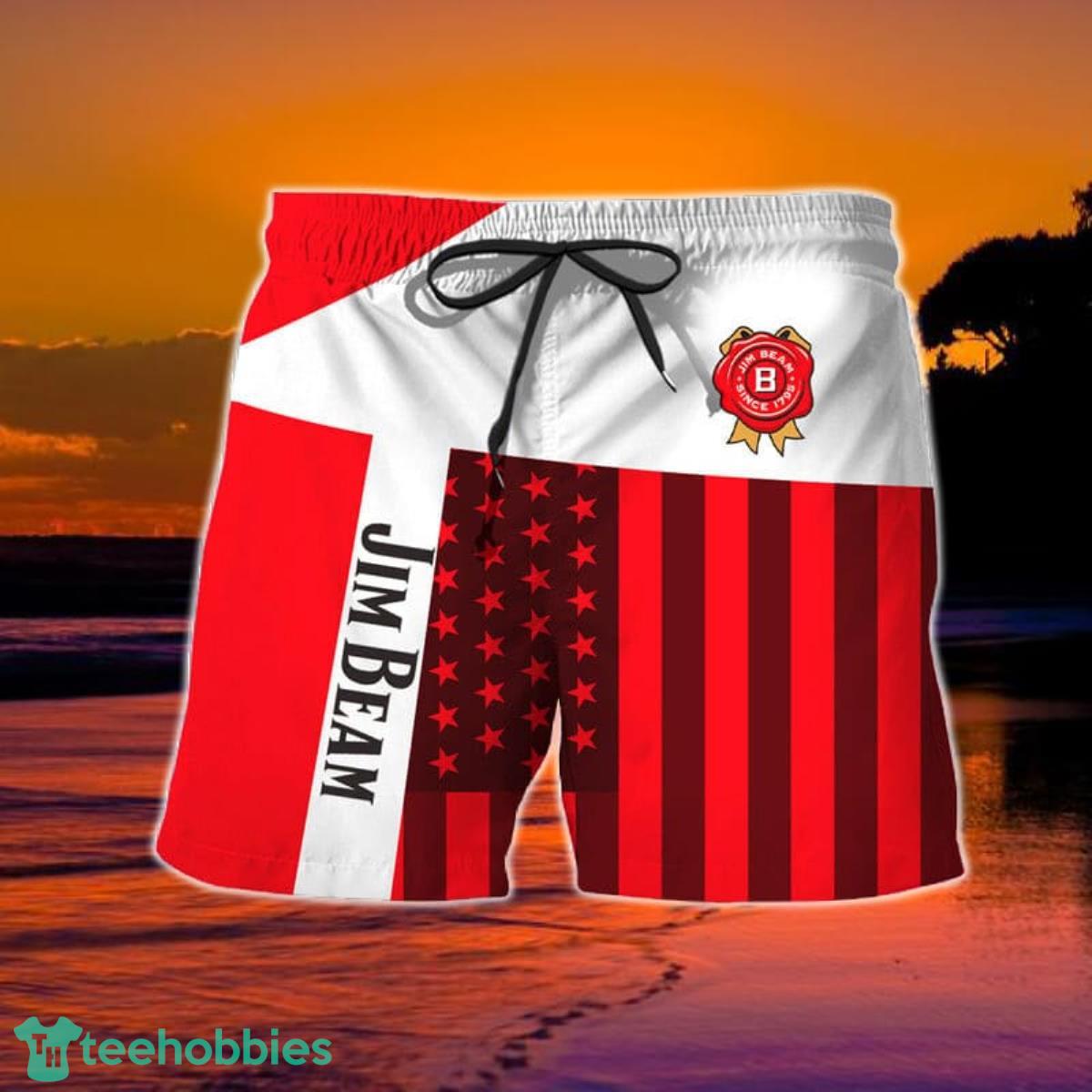 Summer American Flag Patch Jim Beam Hawaiian Shorts Product Photo 2