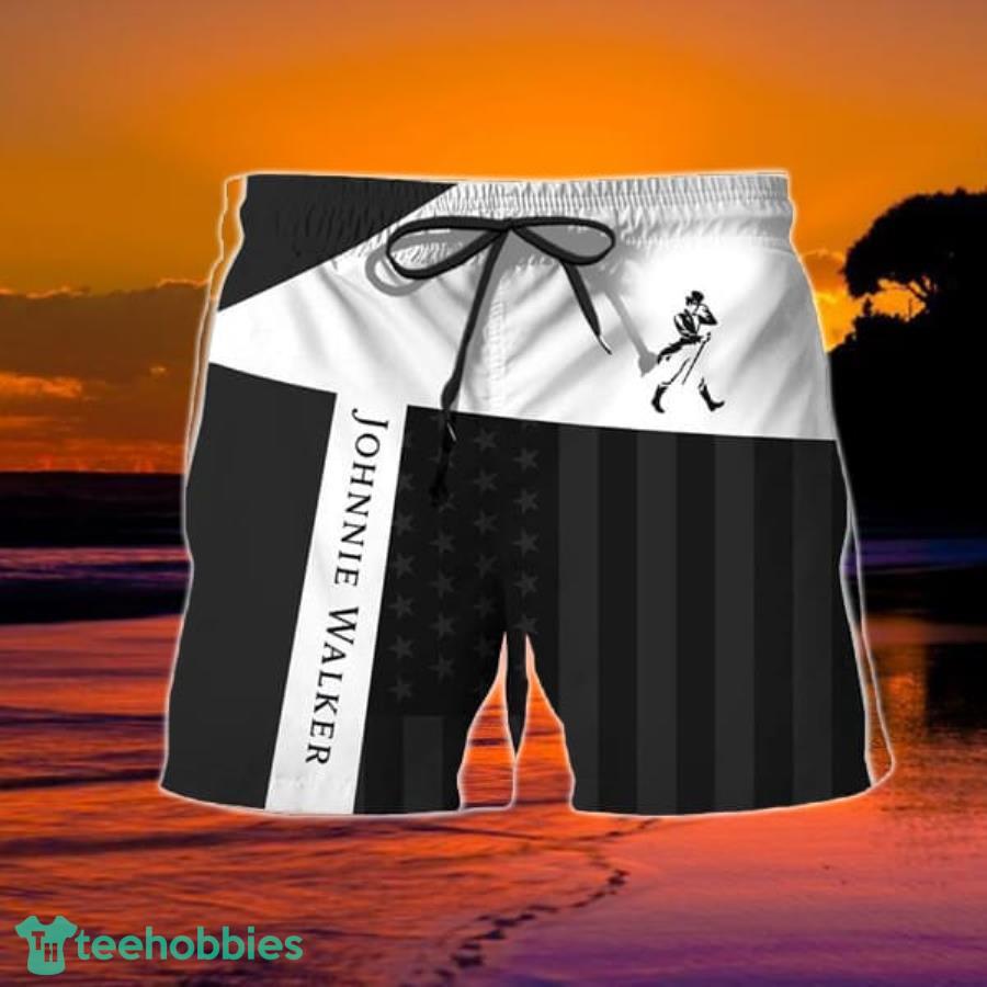Summer American Flag Patch Johnnie Walker Hawaiian Shorts Product Photo 2