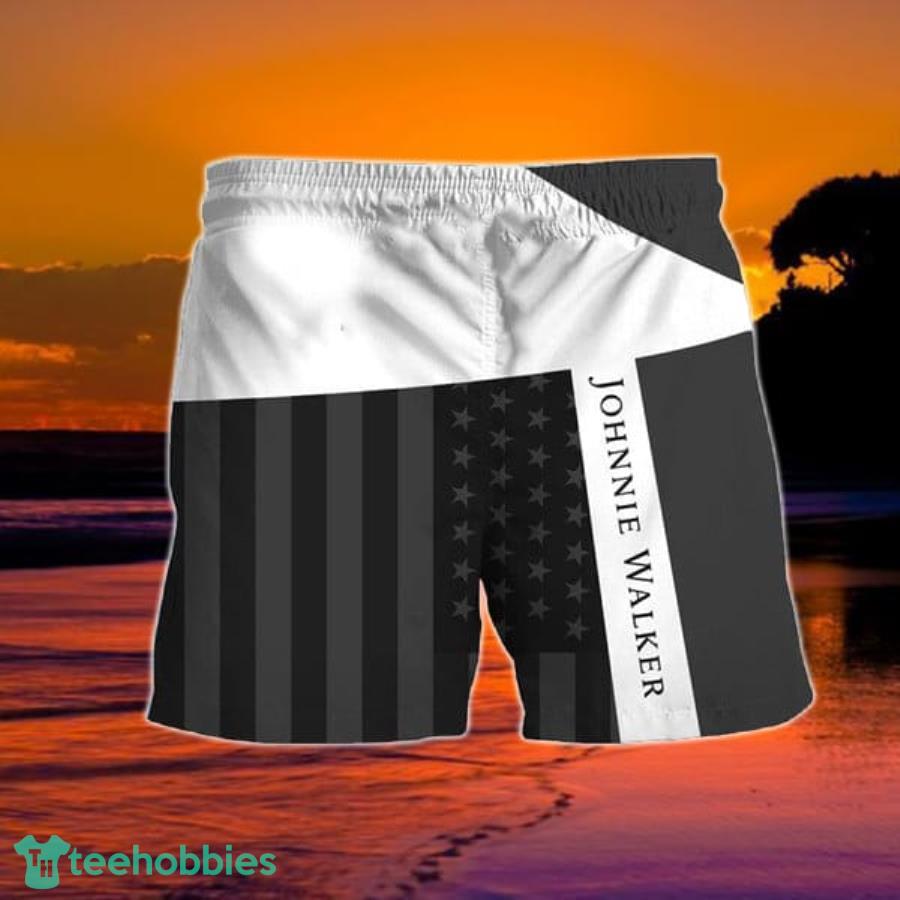 Summer American Flag Patch Johnnie Walker Hawaiian Shorts Product Photo 1