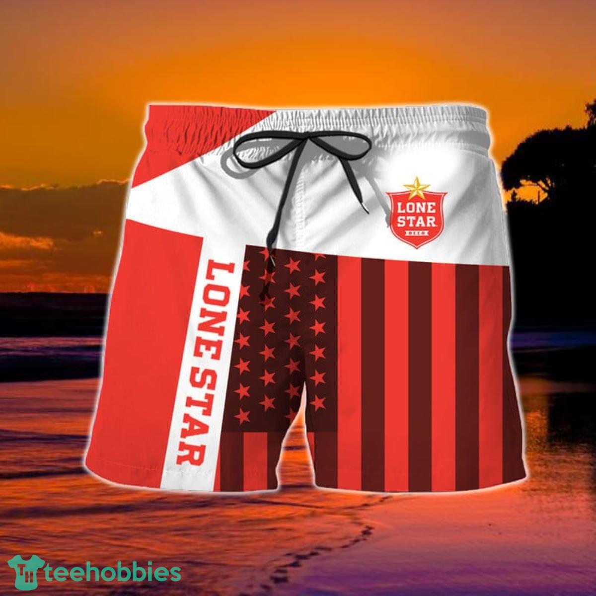 Summer American Flag Patch Lone Star Hawaiian Shorts Product Photo 1