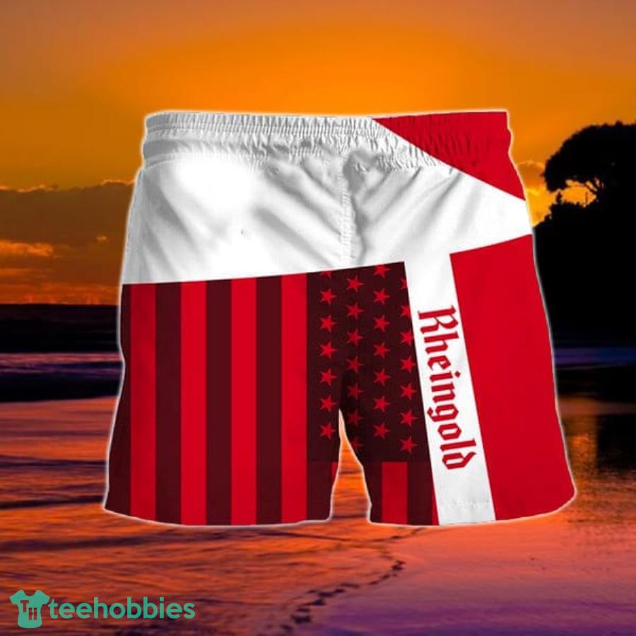 Summer American Flag Patch Rheingold Beer Hawaiian Shorts Product Photo 1