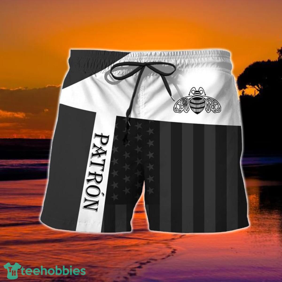 Summer American Flag Patch Tequila Patron Hawaiian Shorts Product Photo 2