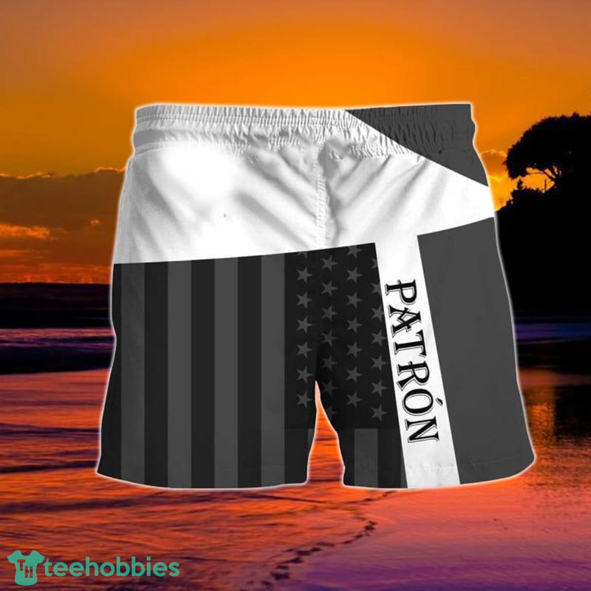 Summer American Flag Patch Tequila Patron Hawaiian Shorts Product Photo 1