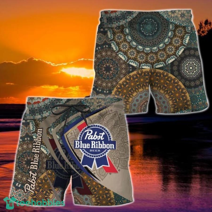 Summer Boho Mandala Pabst Blue Ribbon Hawaiian Shorts Product Photo 1