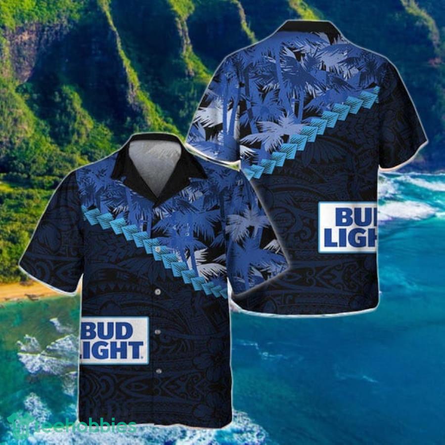 Summer Palm Tree Blend Polynesian Bud Light Hawaiian Shirt Product Photo 1