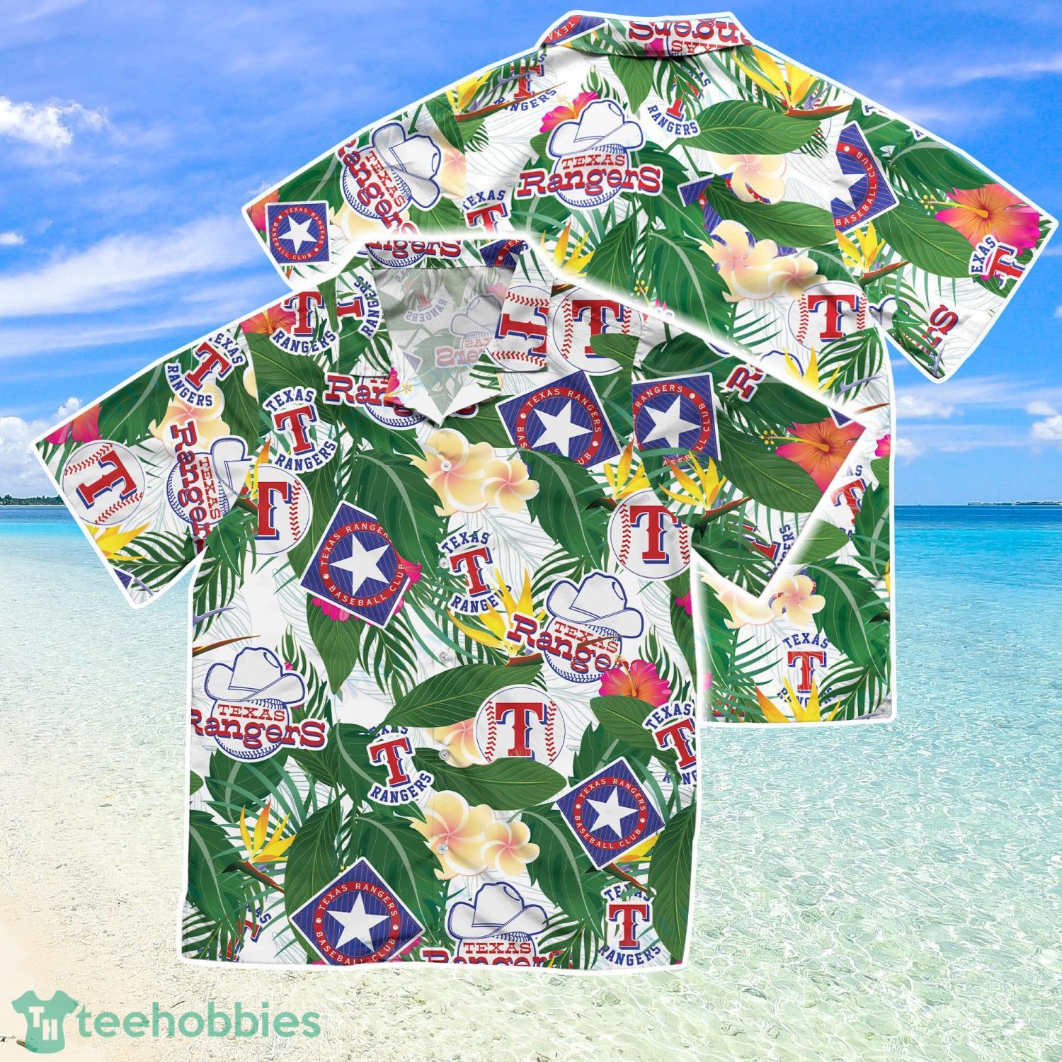 Texas Rangers Tropical Floral Custom Name Aloha Hawaiian Shirt
