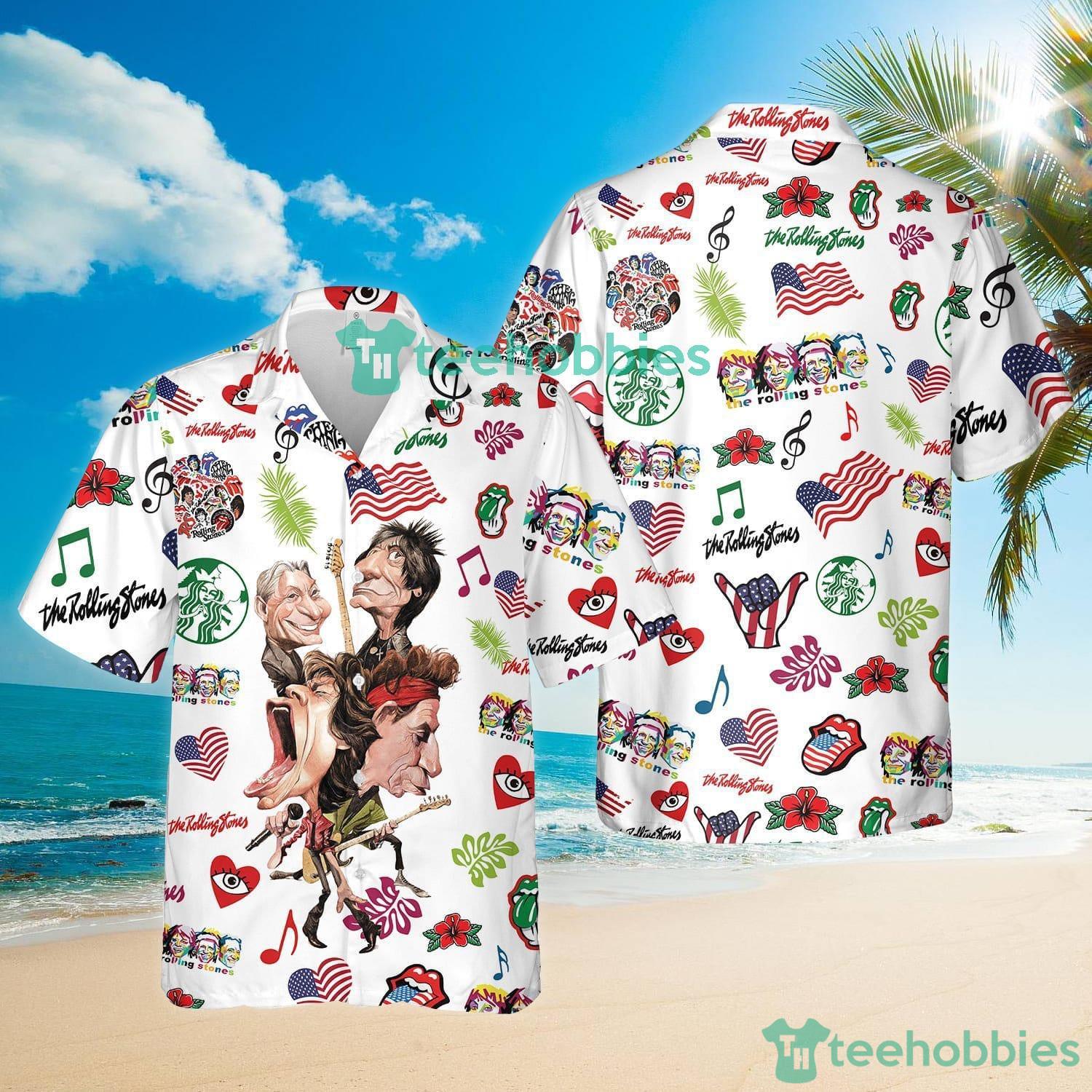 The Rolling Stone Band Summer Set Hawaiian Shirt And Shorts image The Rolling Stone Band Summer Set Hawaiian Shirt And Shorts Product Photo 2