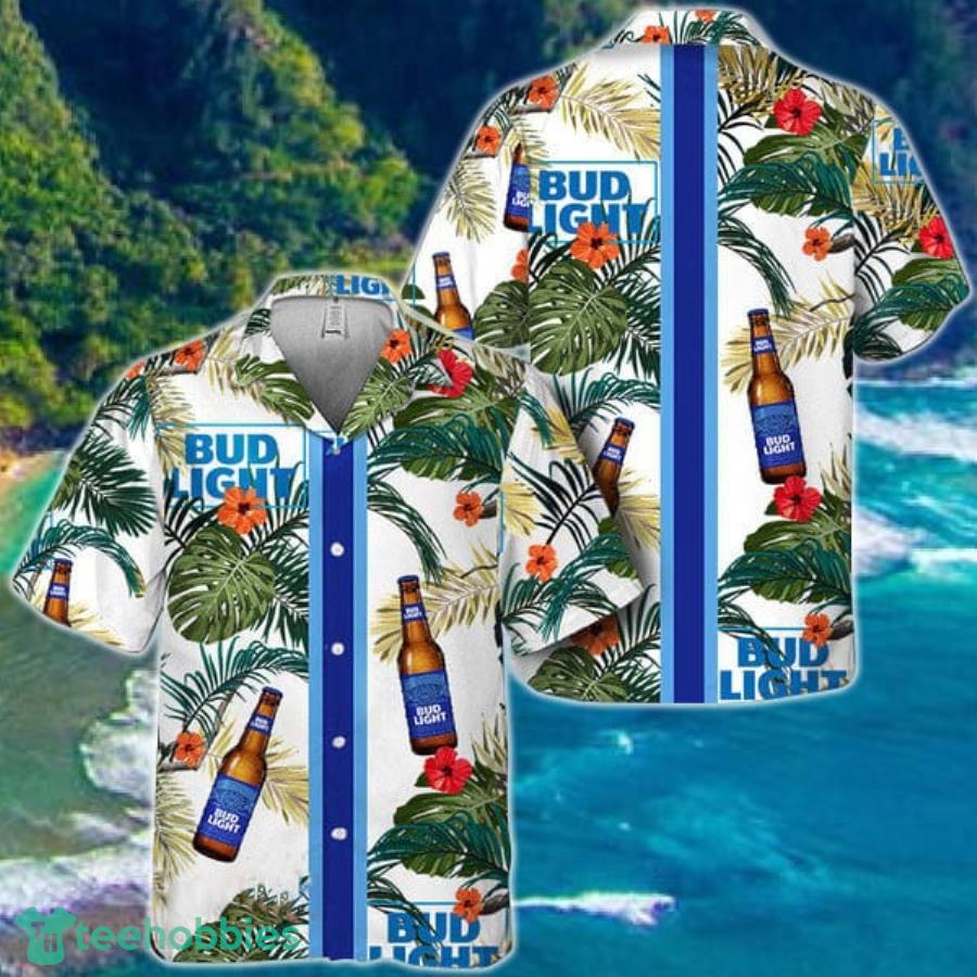 Tropical Summer Flowers Bud Light Beer Hawaiian Shirt Product Photo 1