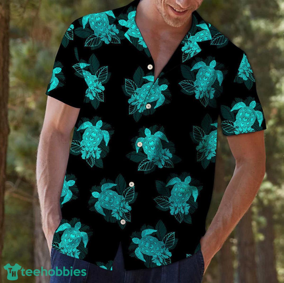 Turtle Blue Pattern Ocean Hawaiian Shirt Product Photo 1