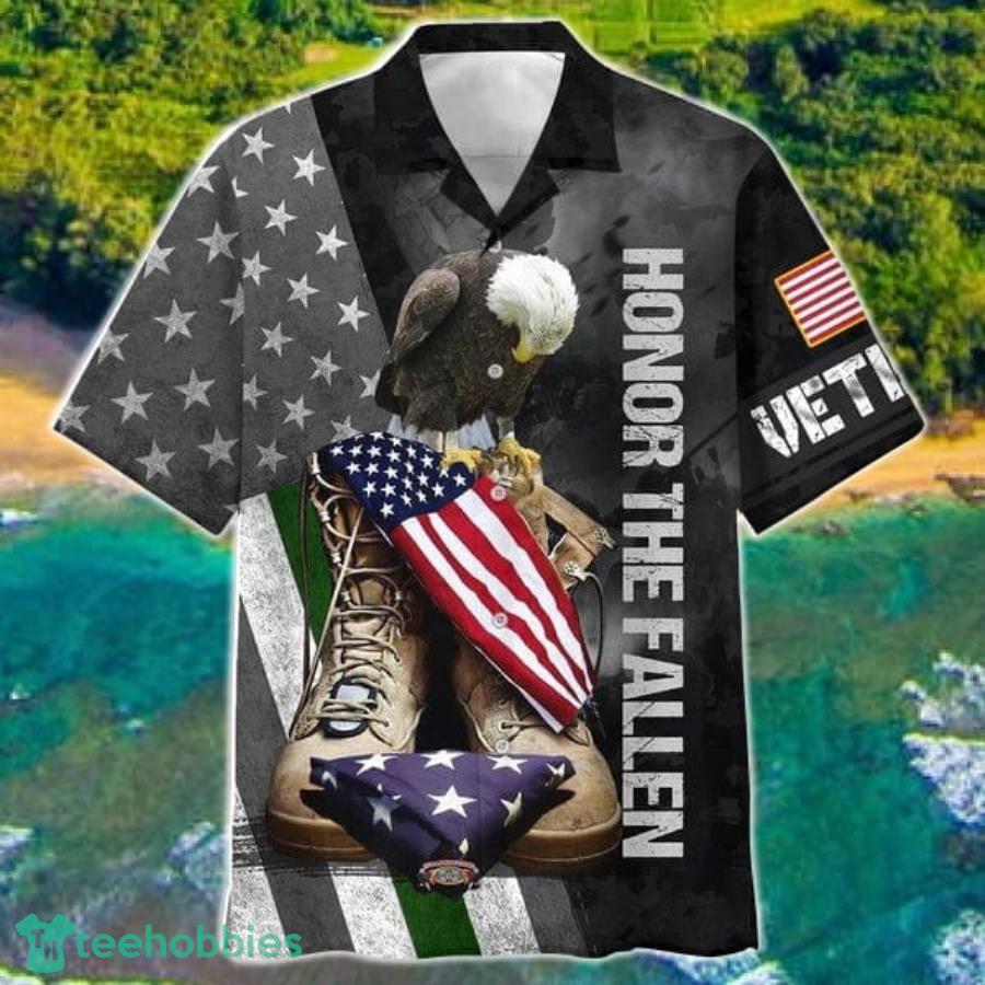 USA Flag Eagle Honor The Fallen Veteran Hawaii Shirt Product Photo 1