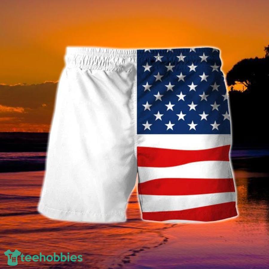 USA Flag Fourth Of July Natural Light Hawaiian Shorts Product Photo 2