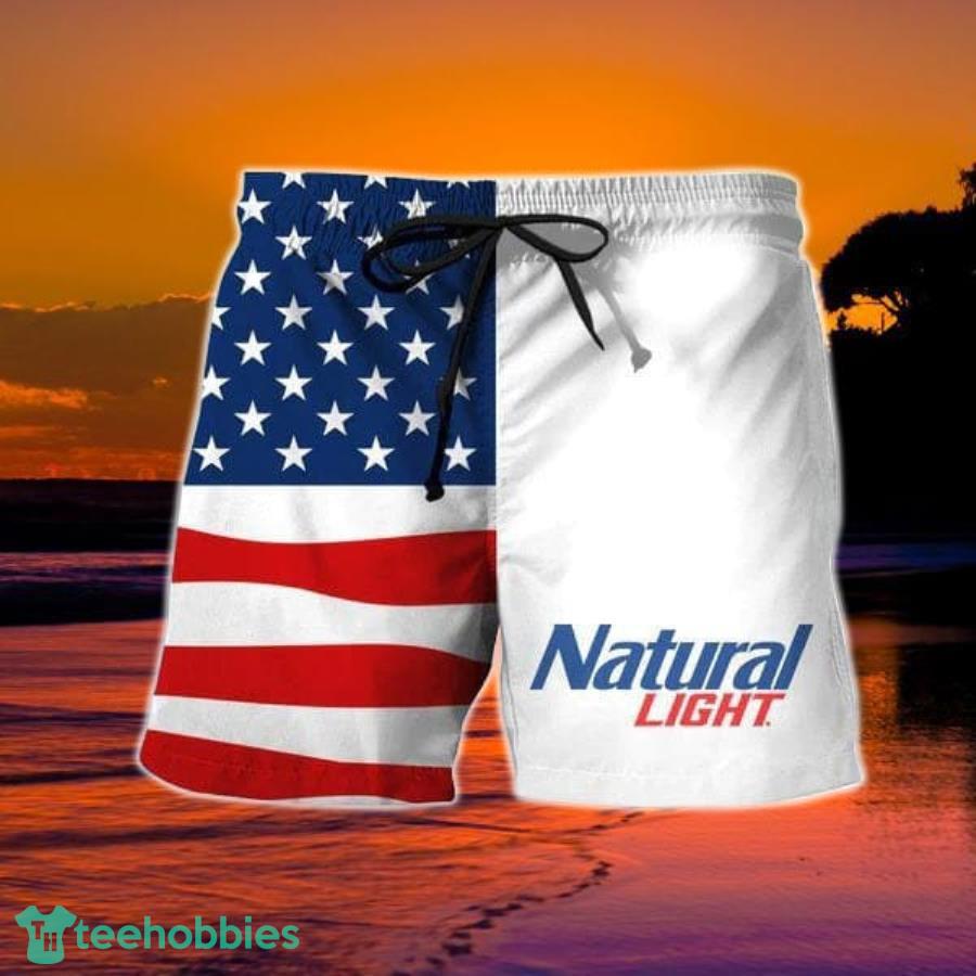 USA Flag Fourth Of July Natural Light Hawaiian Shorts Product Photo 1