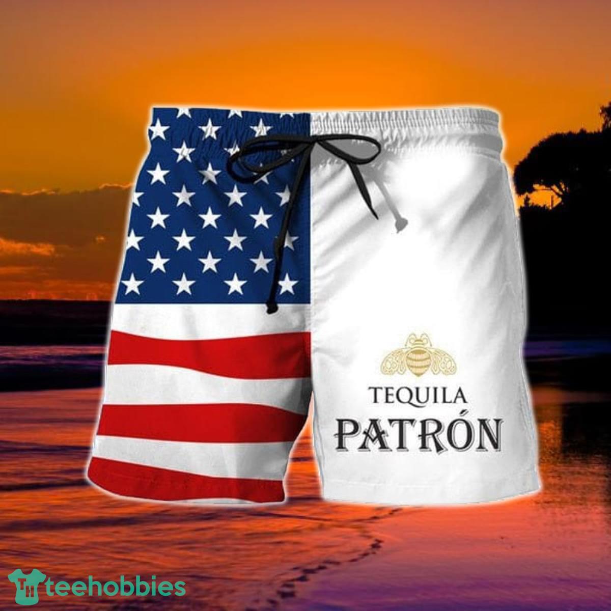 USA Flag Fourth Of July Patron Tequila Hawaiian Shorts Product Photo 2