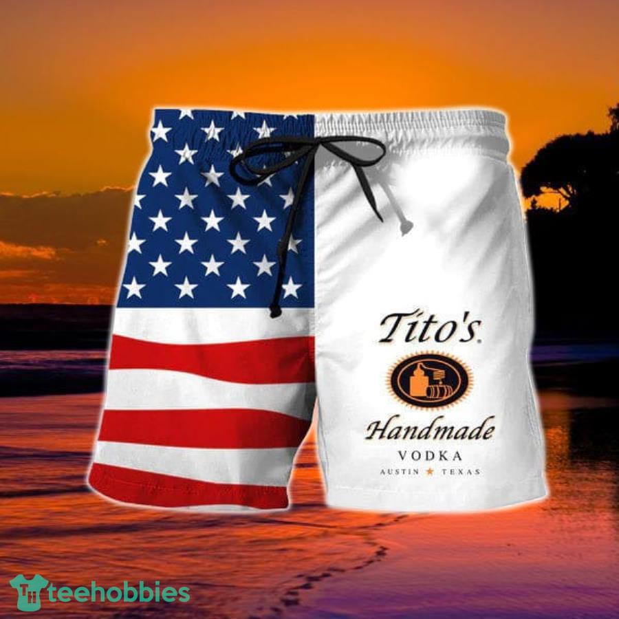 USA Flag Fourth Of July Tito's Vodka Hawaiian Shorts Product Photo 1