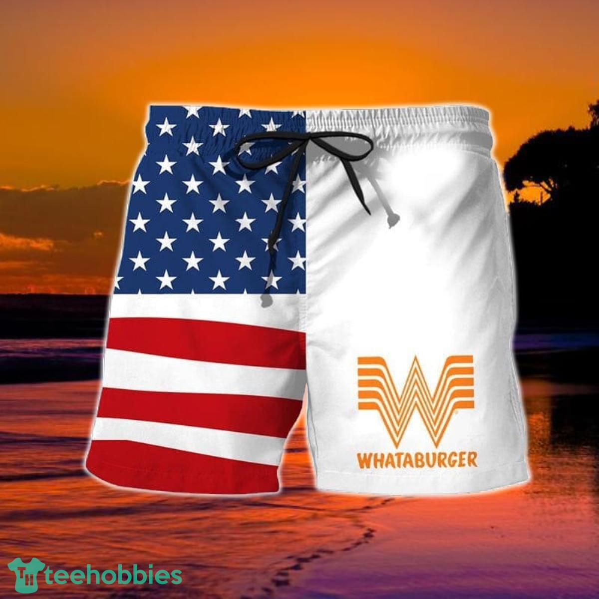 USA Flag Fourth Of July Whataburger Hawaiian Shorts Product Photo 2