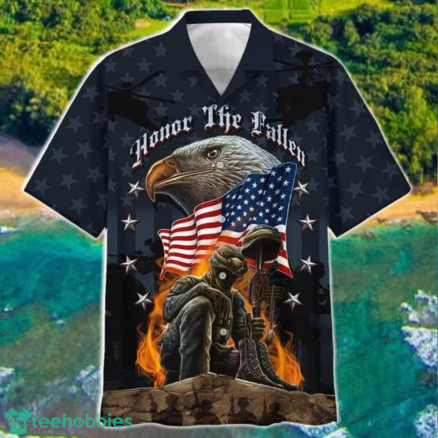 USA Flag Soldier Honor The Fallen Veteran Hawaii Shirt Product Photo 2