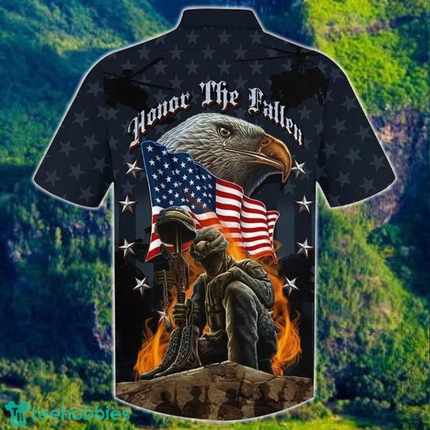 USA Flag Soldier Honor The Fallen Veteran Hawaii Shirt Product Photo 1