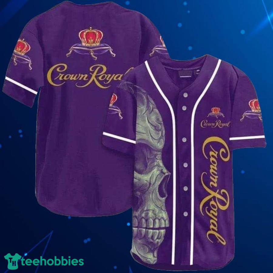 Vintage Purple Skull Crown Royal Baseball Jersey Shirt Product Photo 1