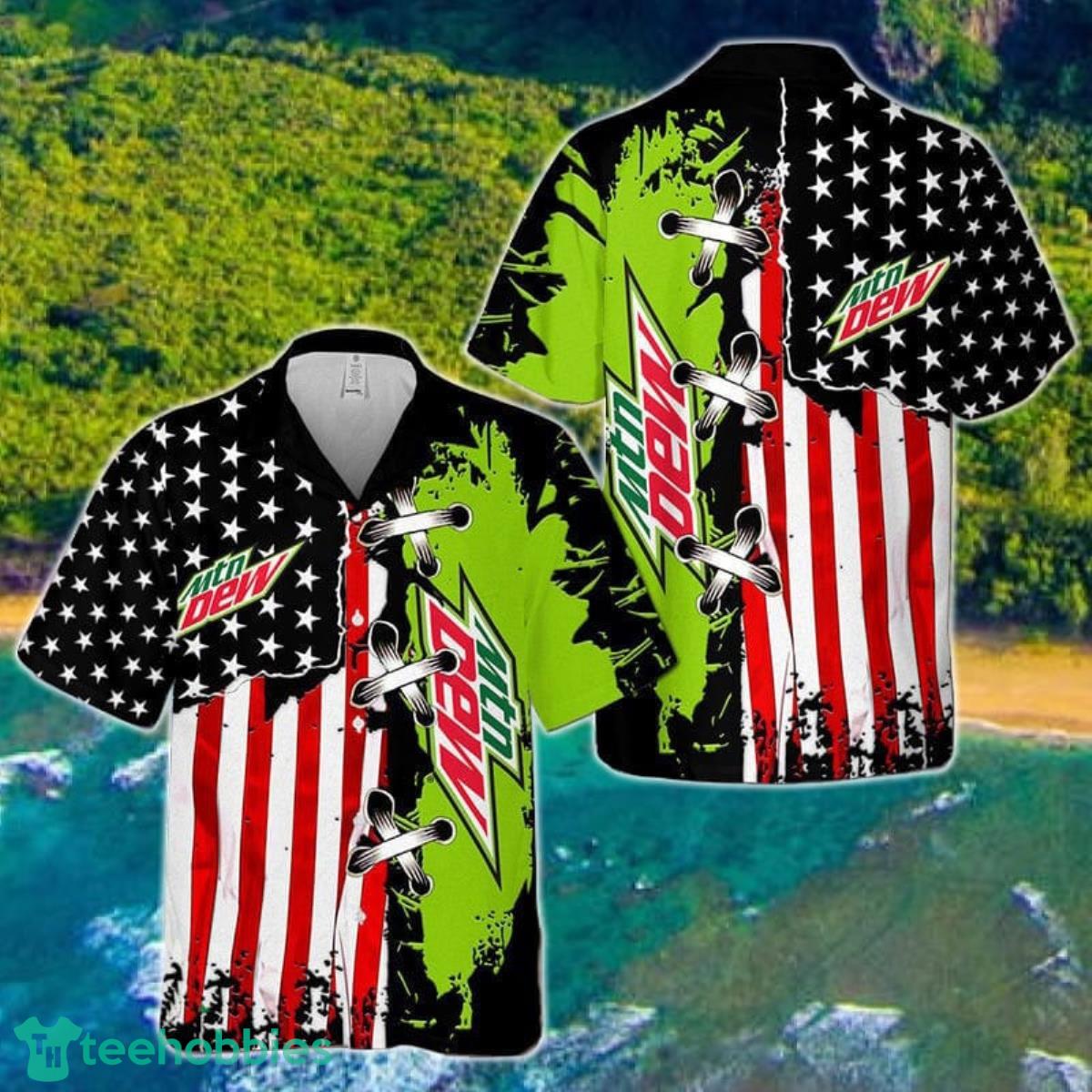 Vintage USA Flag Mountain Dew Hawaiian Shirt Gift Ideas 2023 Product Photo 1
