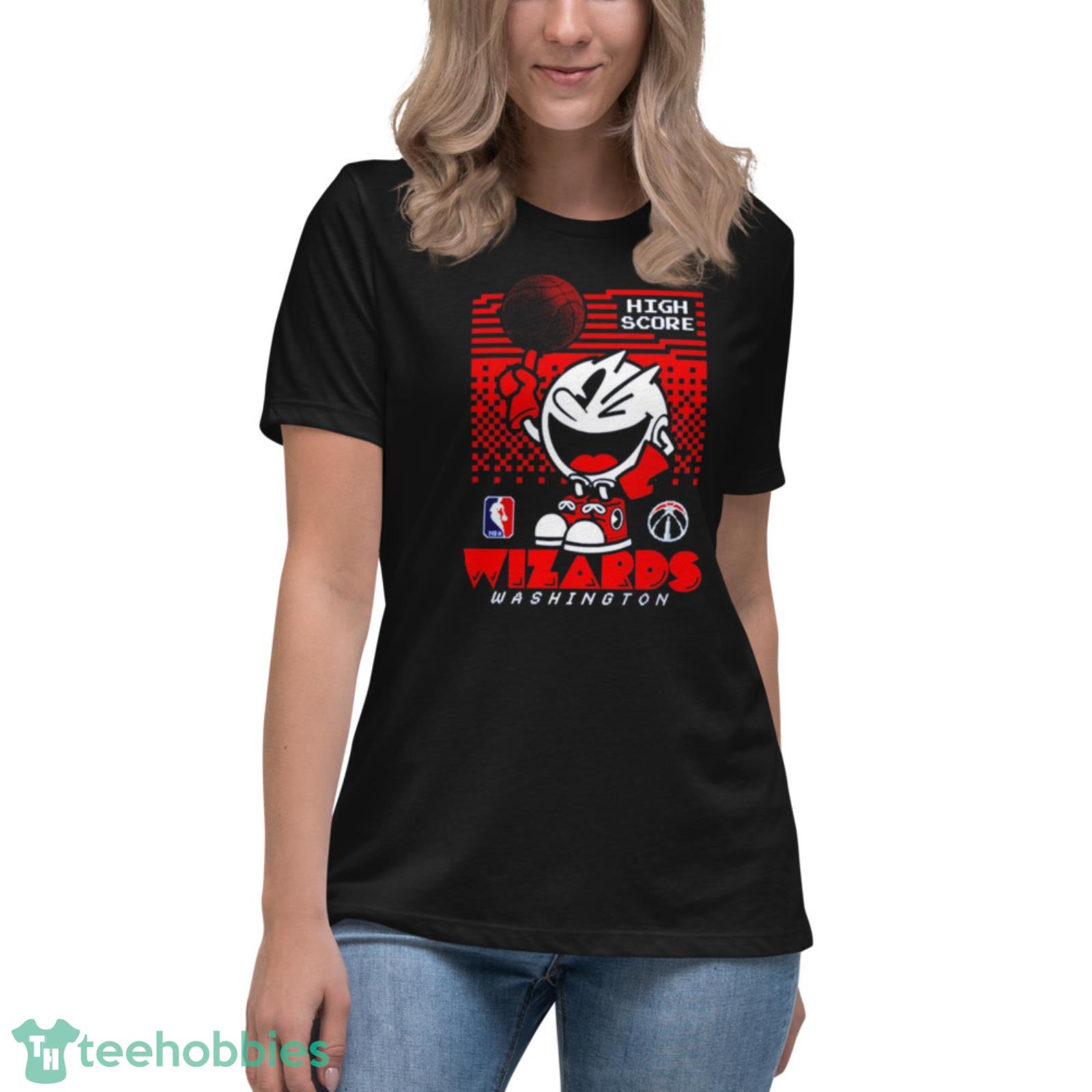 Washington Wizards NBA Pac Man High Score shirt - Womens Relaxed Short Sleeve Jersey Tee Washington Wizards NBA Pac Man High Score shirt - Womens Relaxed Short Sleeve Jersey Tee