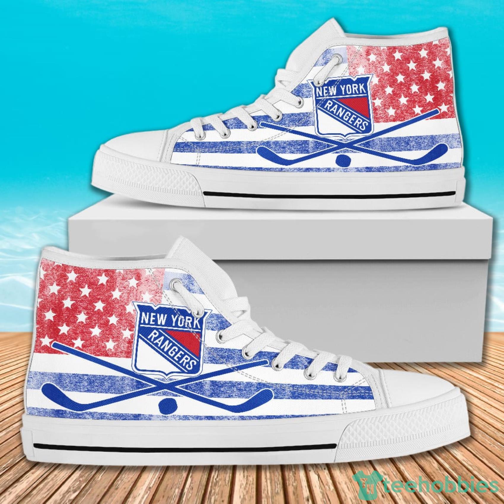 American Flag Rugby New York Rangers High Top Canvas Shoes For Men And Women Product Photo 2