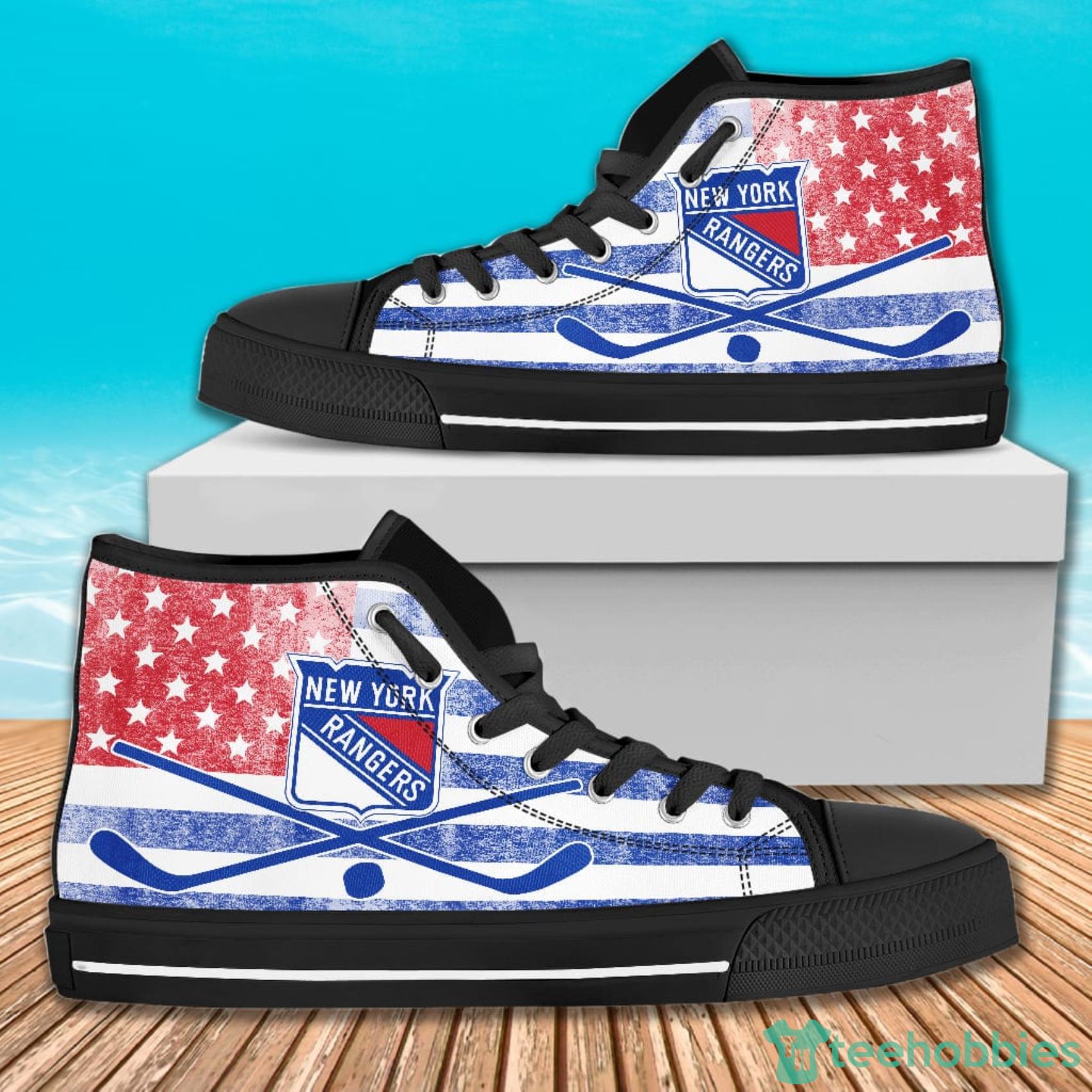 American Flag Rugby New York Rangers High Top Canvas Shoes For Men And Women Product Photo 1
