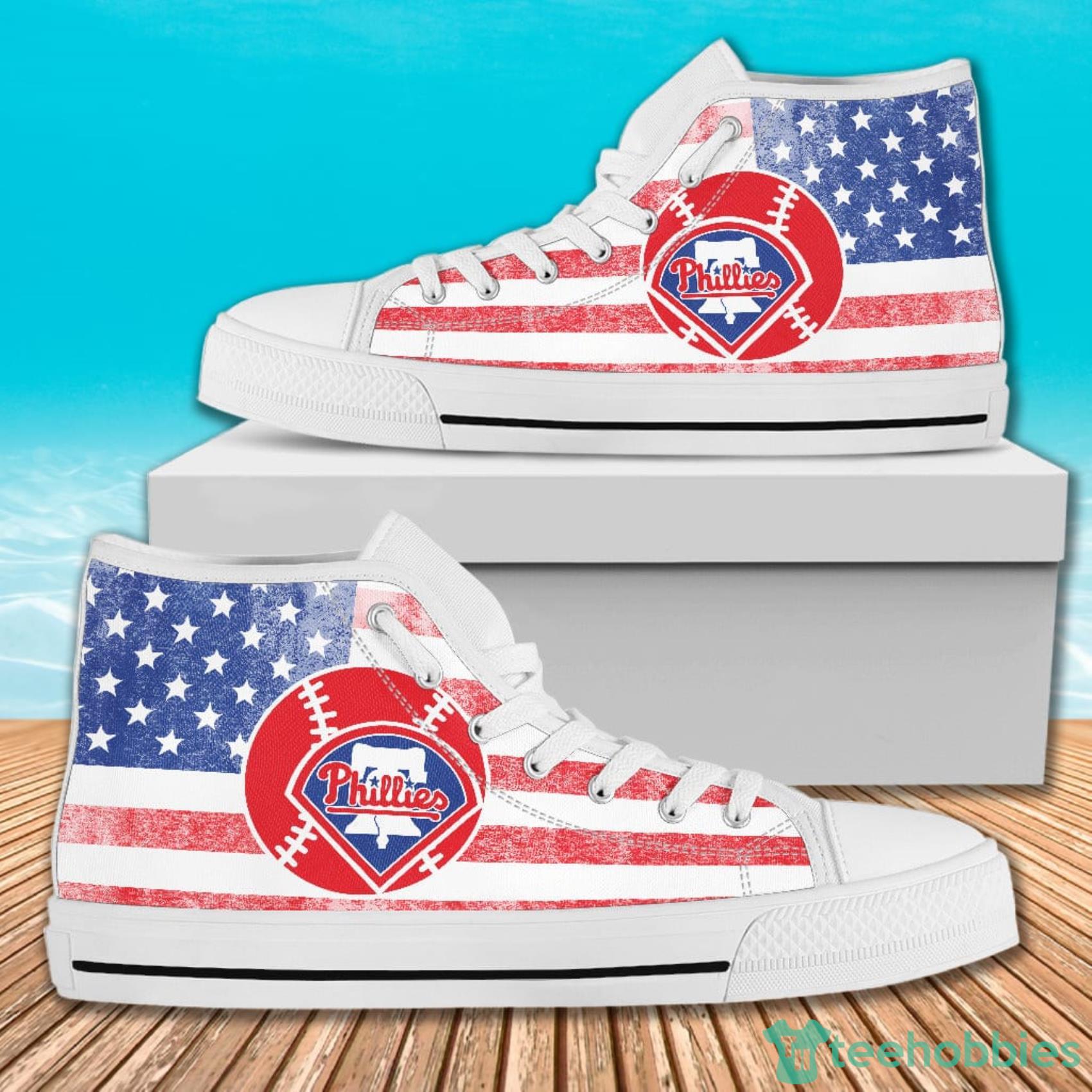 American Flag Rugby Philadelphia Phillies High Top Canvas Shoes For Men And Women Product Photo 2