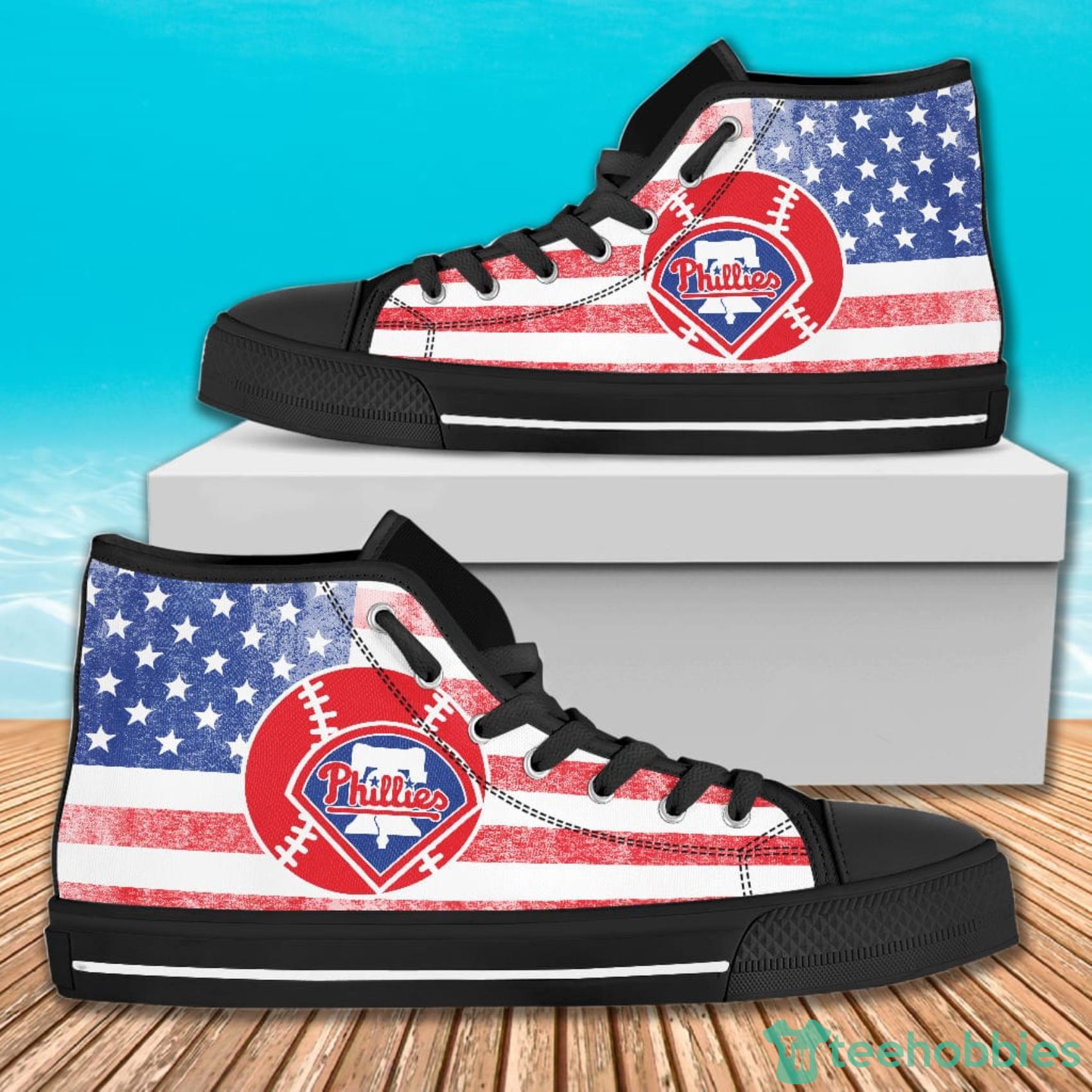American Flag Rugby Philadelphia Phillies High Top Canvas Shoes For Men And Women Product Photo 1