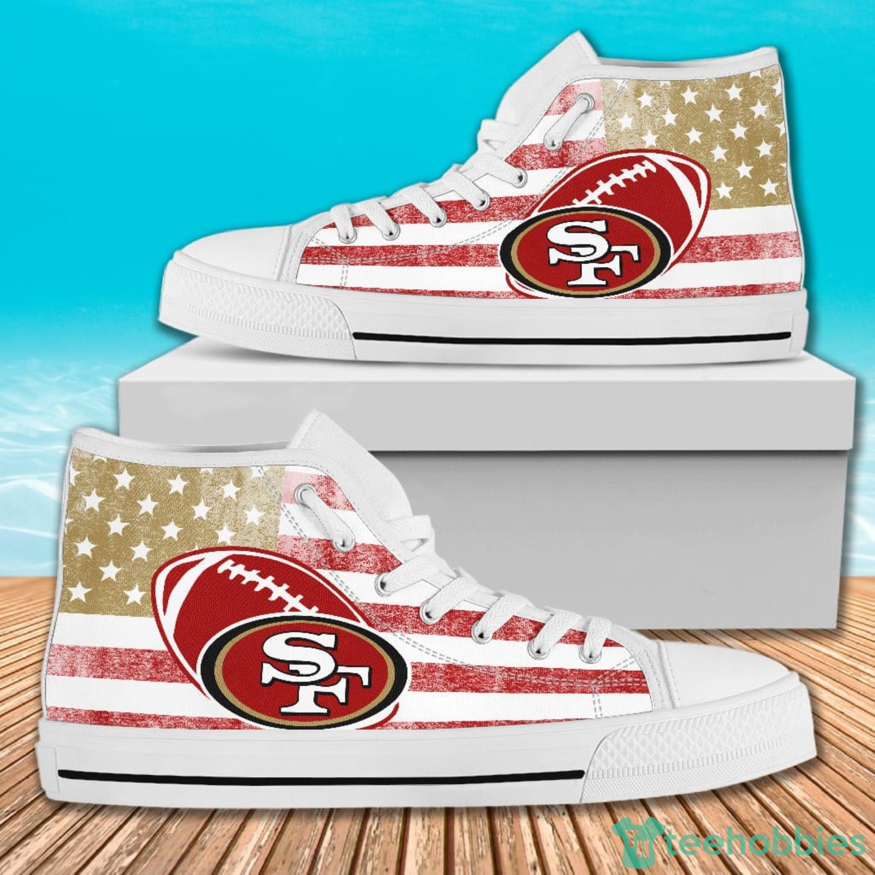American Flag Rugby San Francisco 49ers High Top Canvas Shoes For Men And Women Product Photo 2