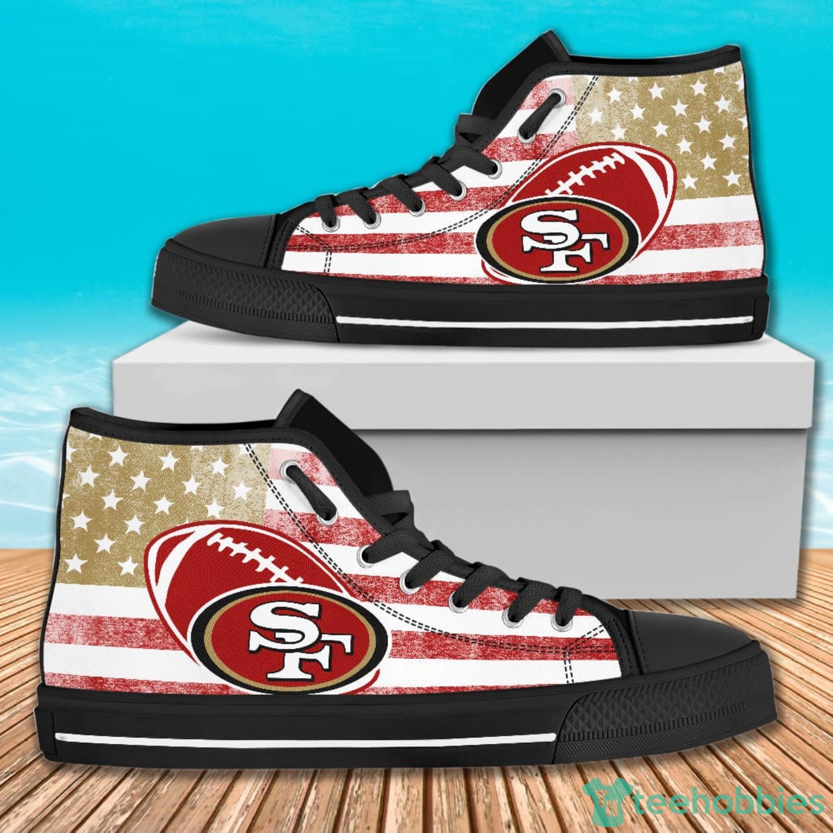 American Flag Rugby San Francisco 49ers High Top Canvas Shoes For Men And Women Product Photo 1