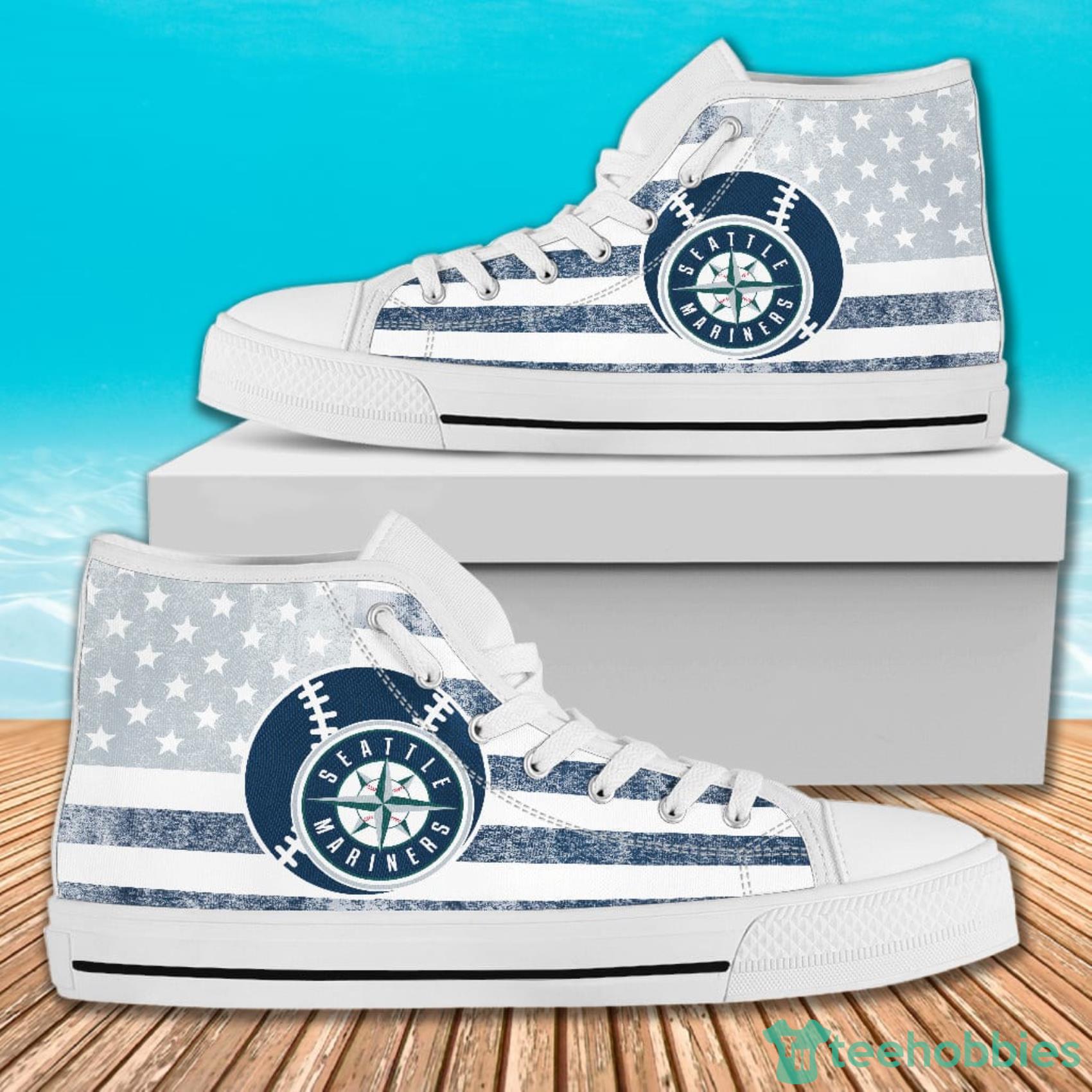 American Flag Rugby Seattle Mariners High Top Canvas Shoes For Men And Women Product Photo 2