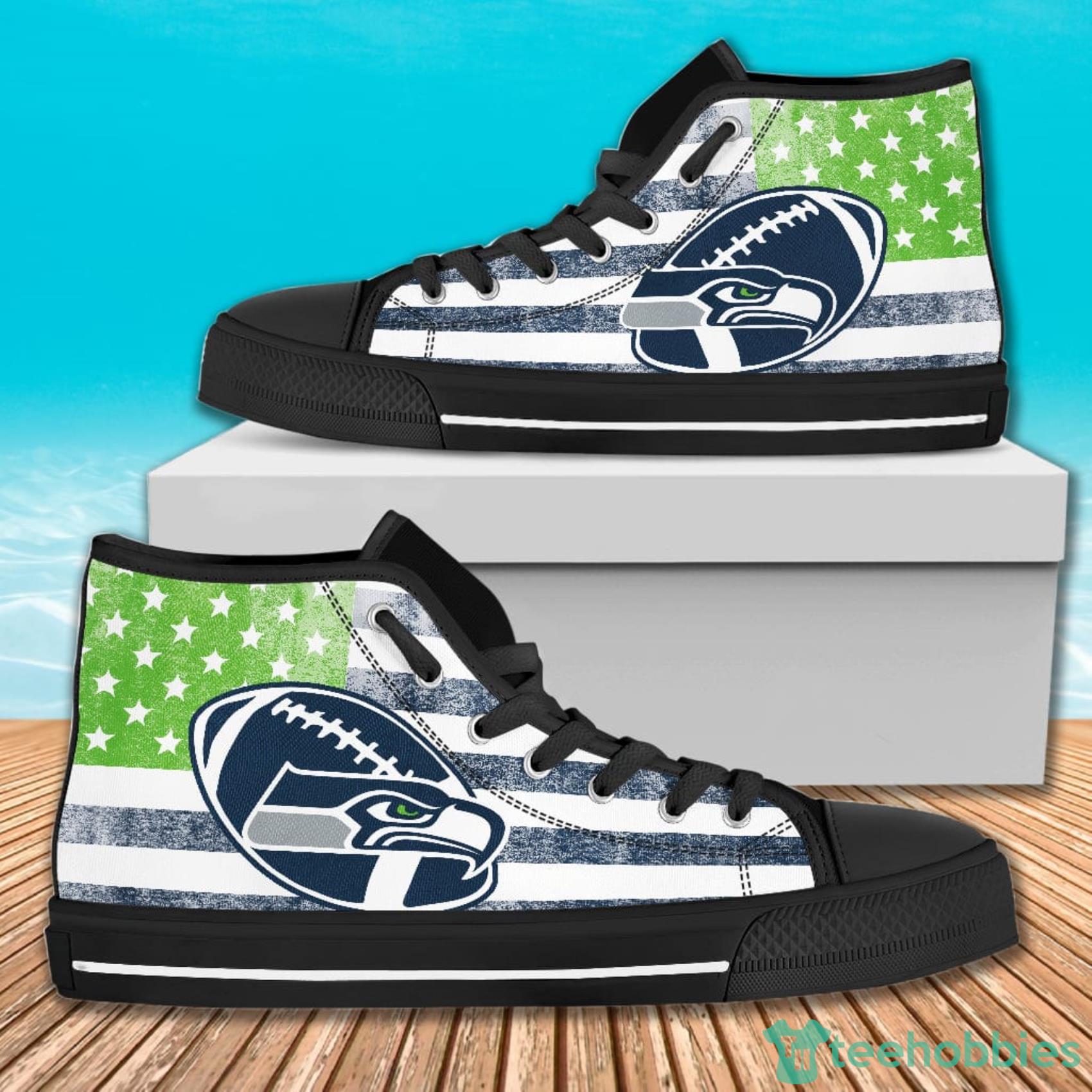 American Flag Rugby Seattle Seahawks High Top Canvas Shoes For Men And Women Product Photo 1
