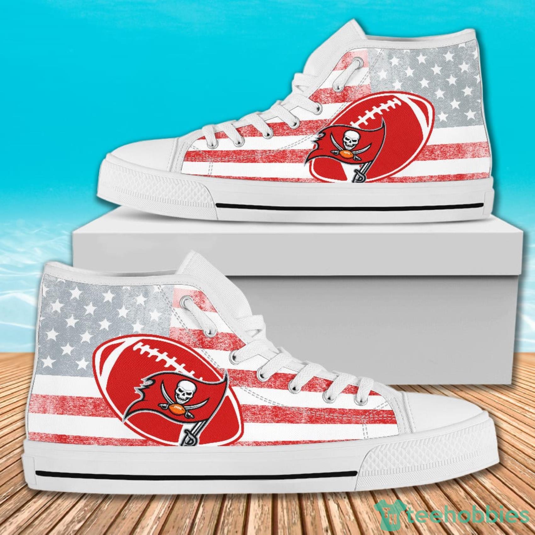 American Flag Rugby Tampa Bay Buccaneers High Top Canvas Shoes For Men And Women Product Photo 2