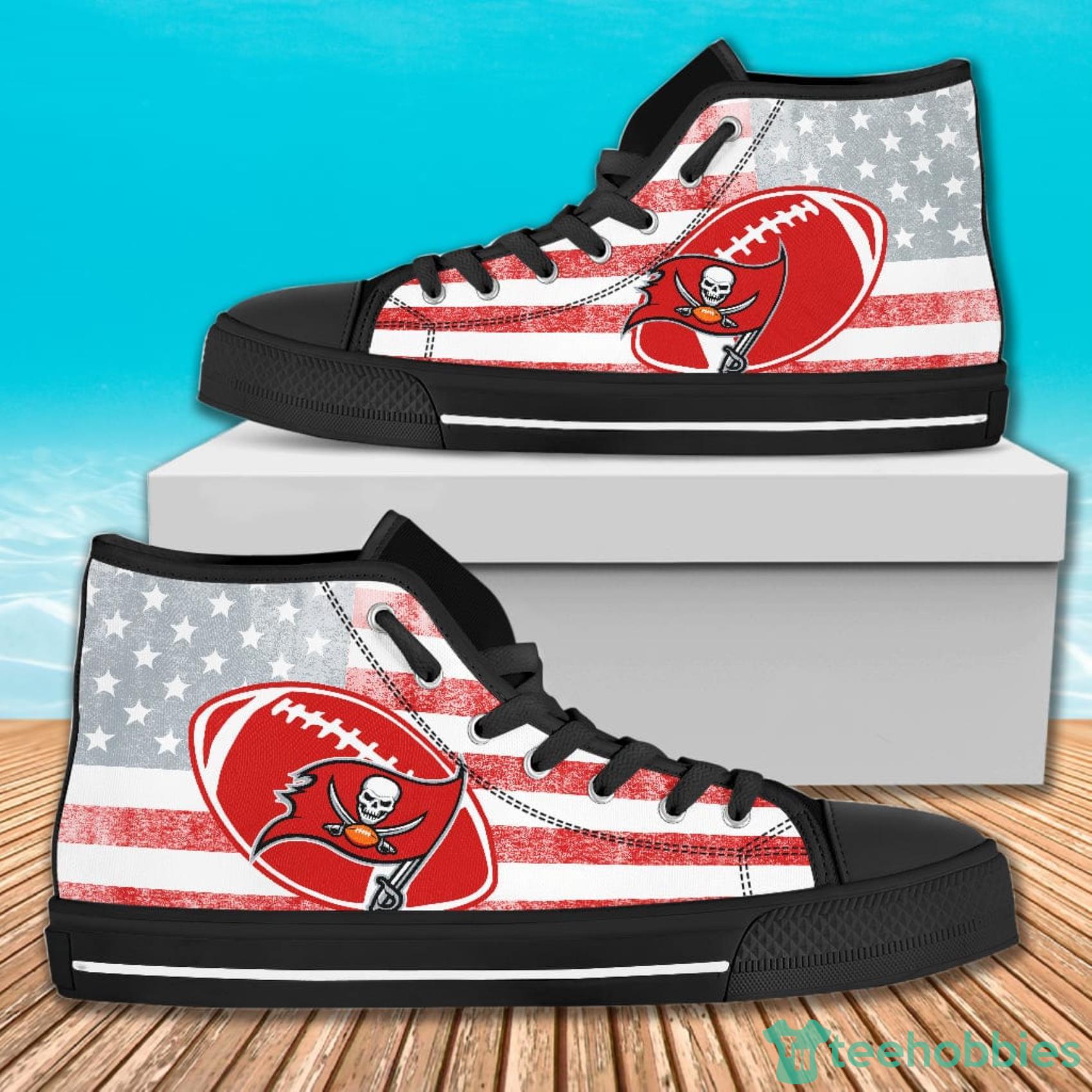 American Flag Rugby Tampa Bay Buccaneers High Top Canvas Shoes For Men And Women Product Photo 1