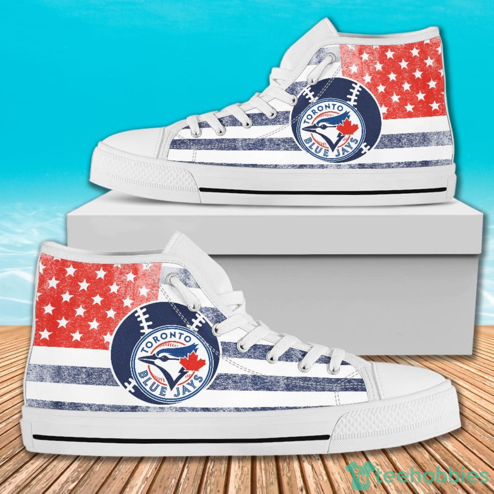American Flag Rugby Toronto Blue Jays High Top Canvas Shoes For Men And Women Product Photo 2