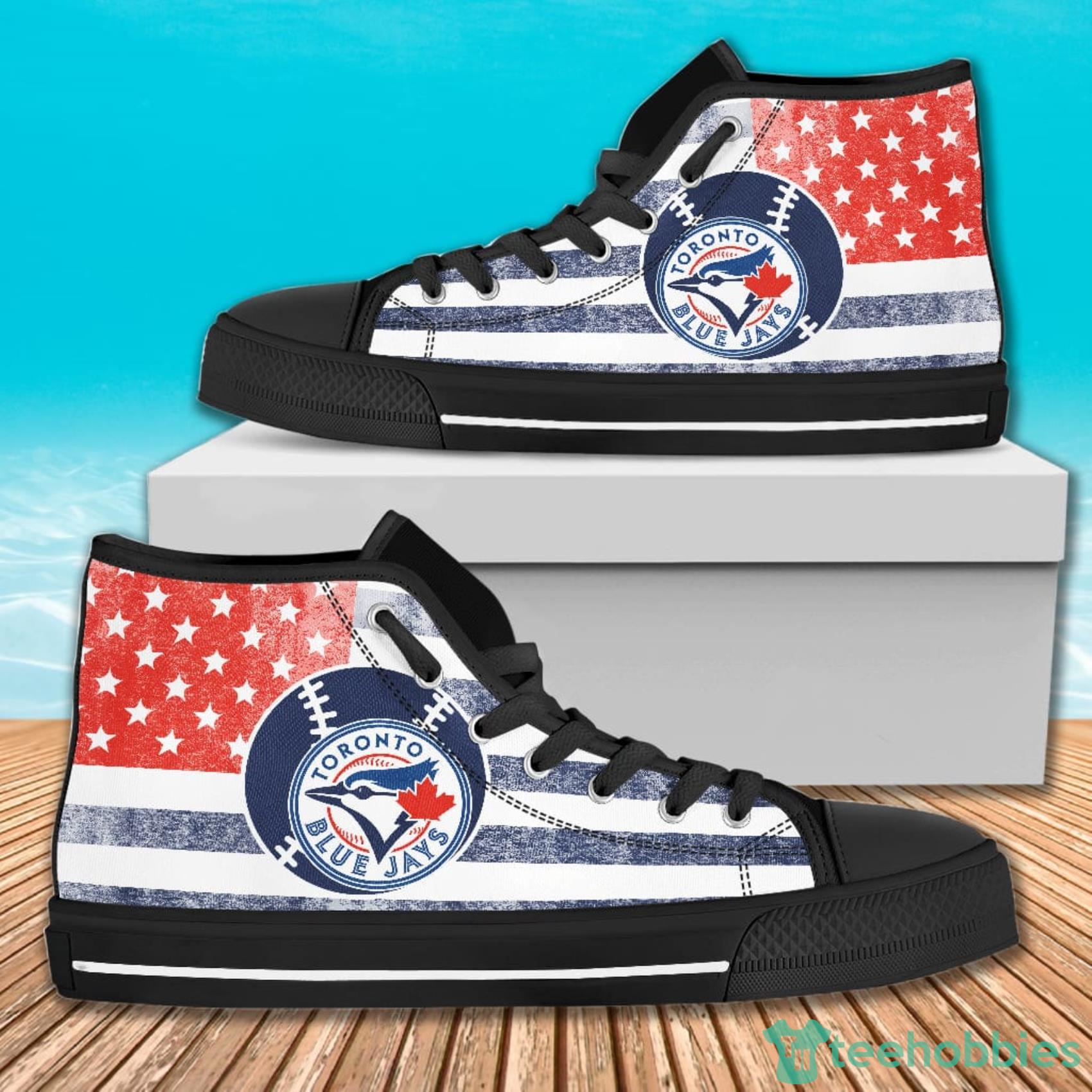 American Flag Rugby Toronto Blue Jays High Top Canvas Shoes For Men And Women Product Photo 1