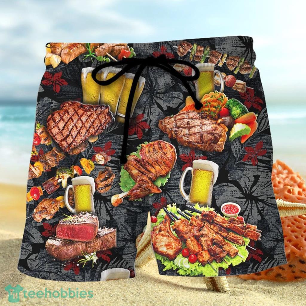 Barbecue Food Meat BBQ Warning BBQ Zone Hawaiian Short - Barbecue Food Meat BBQ Warning BBQ Zone Hawaiian Short
