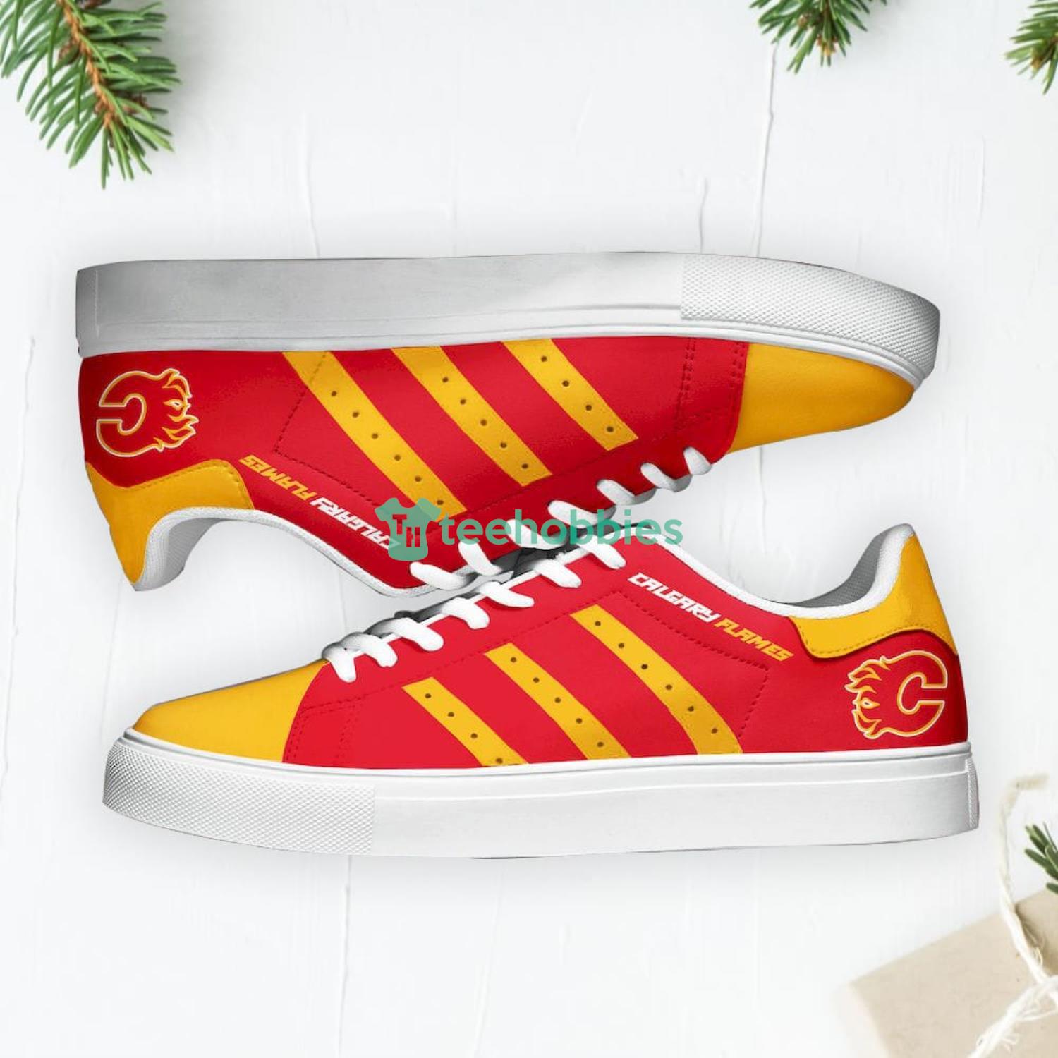 Calgary Flames Stan Smith Low Top Skate Shoes Sneakers For Fans Product Photo 2