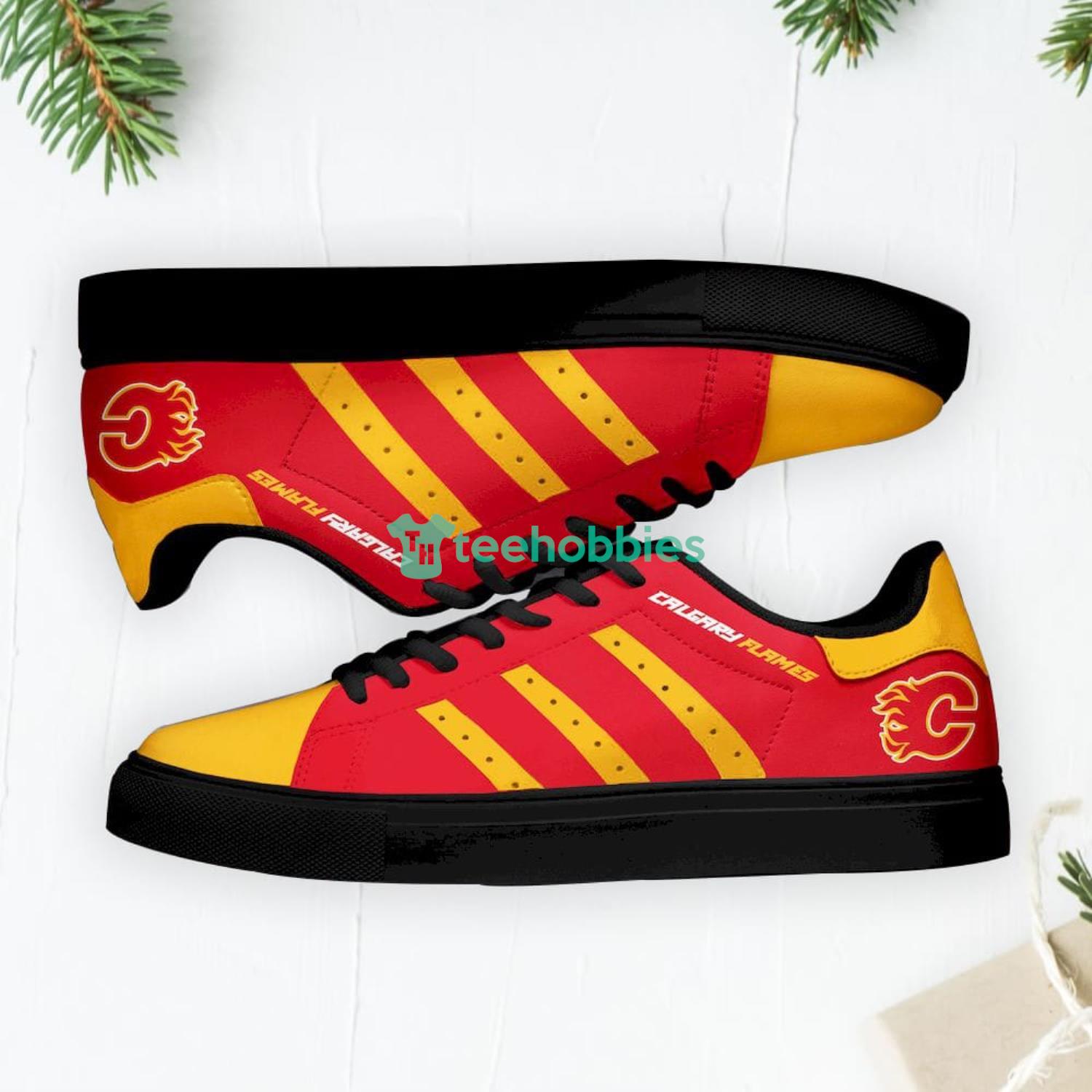 Calgary Flames Stan Smith Low Top Skate Shoes Sneakers For Fans Product Photo 1