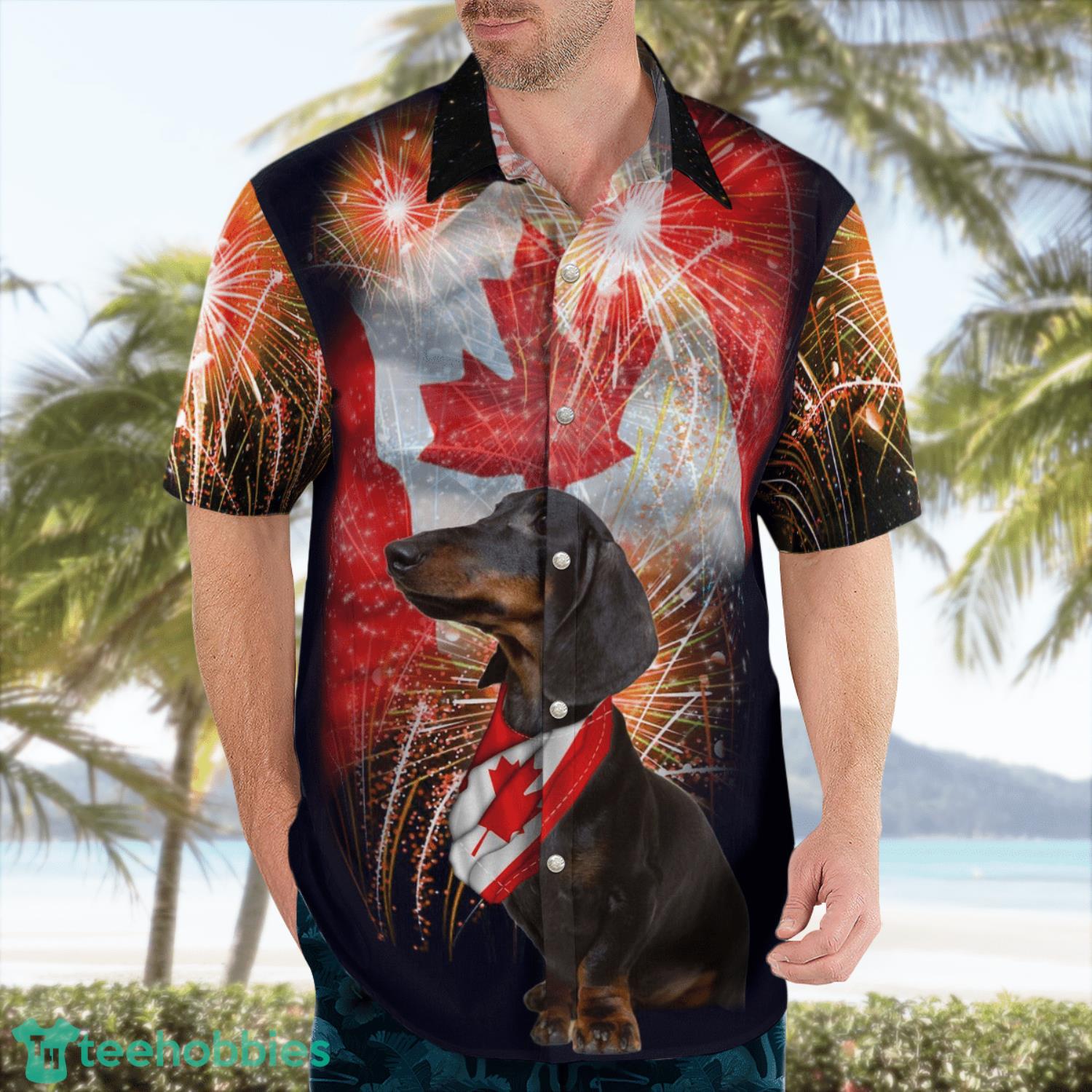 Canada Day Dachshund Flag Aloha Hawaiian Shirt Gift For Summer Vacation image Canada Day Dachshund Flag Aloha Hawaiian Shirt Gift For Summer Vacation Product Photo 3